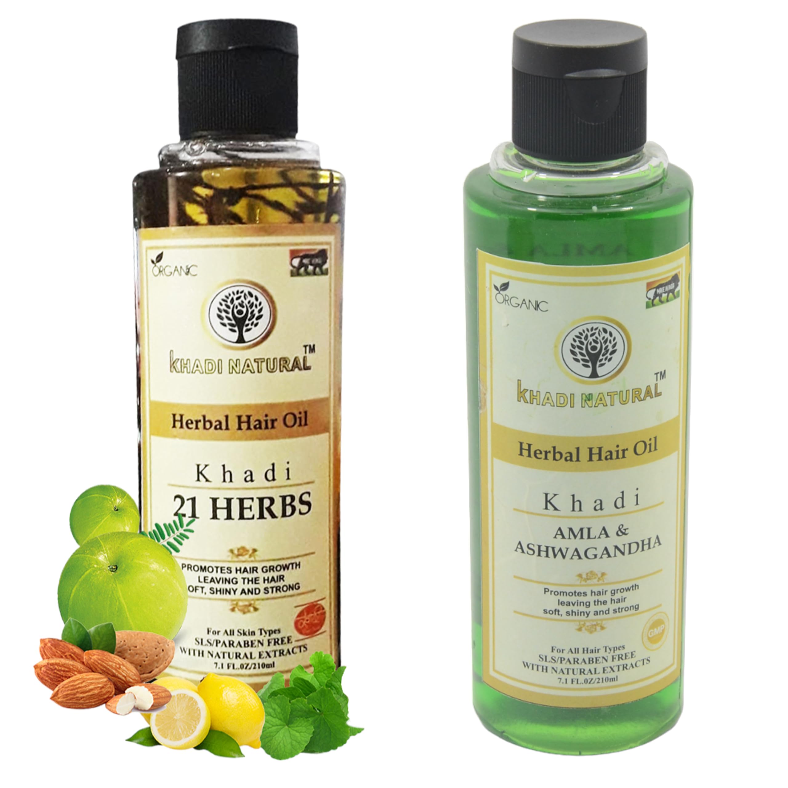 Khadi Natural 21 Herbs Ashwagandha Hair Oil 420ml - Herbal Hair Growth Treatment for Strength, Shine & Scalp Health | Ayurvedic Hair Care Solution for Dry, Damaged Hair & Split Ends | Perfect for Daily Nourishment & Massage