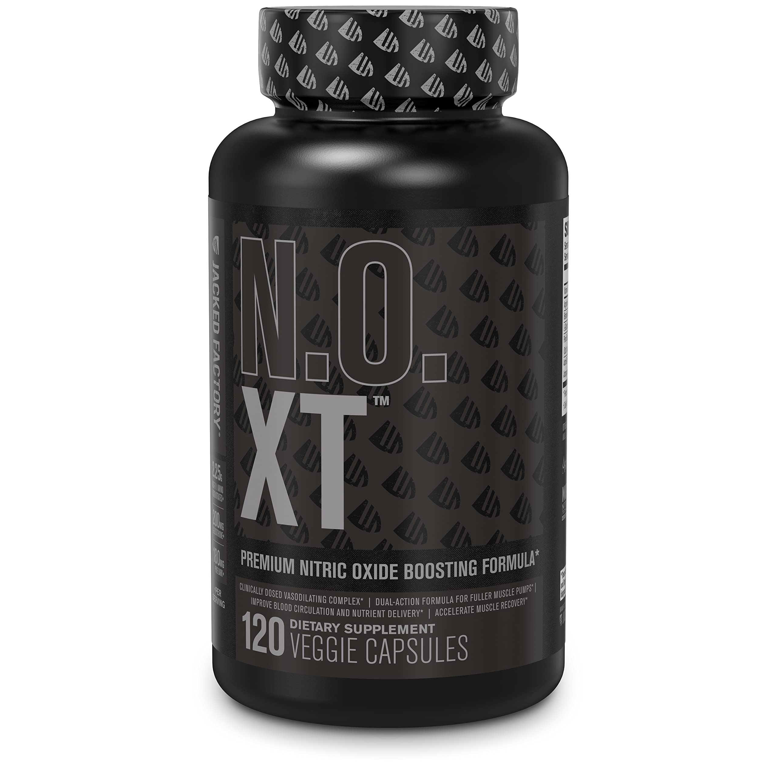N.O. XT Black Extra Strength Nitric Oxide Booster - Nitrosigine, L-Citrulline & L-Arginine Supplement for Enhanced Blood Flow, Muscle Growth & Energy | Pre Workout Performance Enhancer for Men & Women | 120 Capsules | Ideal for Gym, Bodybuilding & Athletic Performance