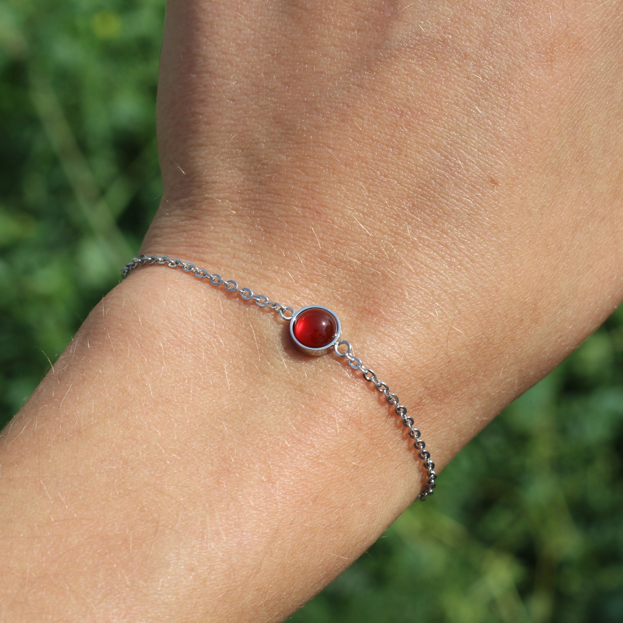 Natural Carnelian Solitaire Sterling Silver Bracelet for Women - Elegant Handmade Jewelry for Everyday Wear, Gifts & Special Occasions