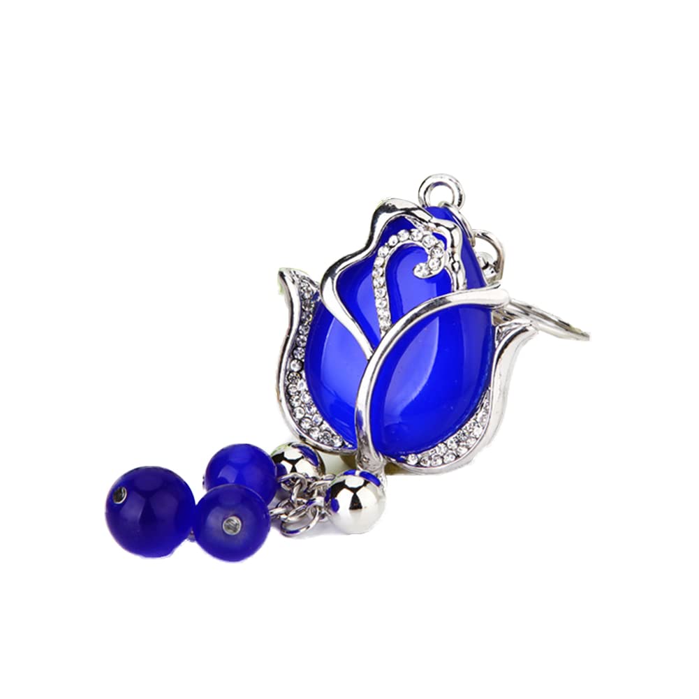 Zcargel Bling Bling Rhinestone Tulip Flower Car Keychain - Sparkling Crystal Key Chain Charm for Women, Perfect Car Accessory Gift for Her (Birthday, Valentine's Day, Mother's Day) - Use for Car Keys, Purse, Backpack & More