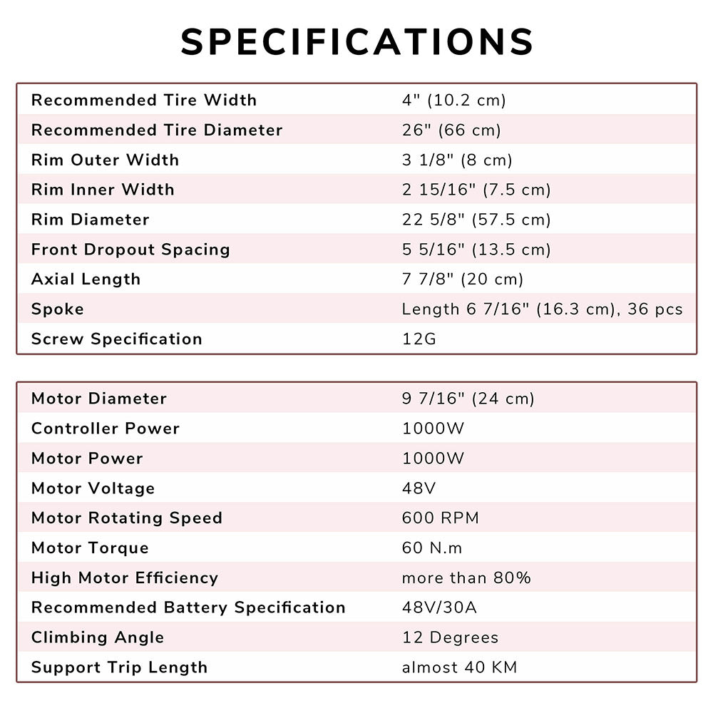 48V 1000W Fat Tire Electric Bike Kit - 26 Inch Front Wheel E-Bike Conversion Kit for Adults | Perfect for Commuting, Off-Road & Urban Riding