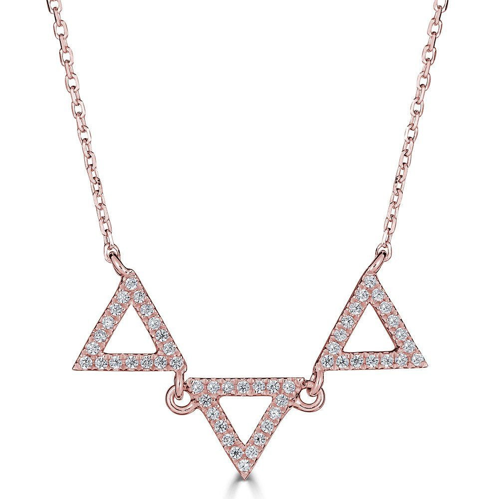 14KT Gold .18 CTW Diamond Open Triangle Necklace for Women - Elegant Layering Piece for Everyday Wear & Special Occasions