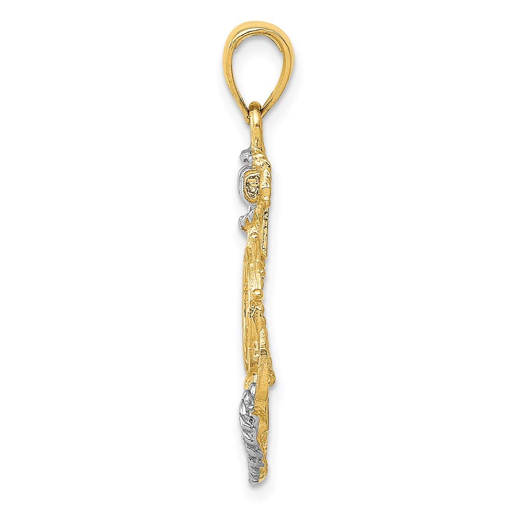 The Black Bow 14k Yellow Gold & White Rhodium Anchor, Ship's Wheel & Rope Pendant - Perfect for Nautical-Themed Gifts and Everyday Jewelry