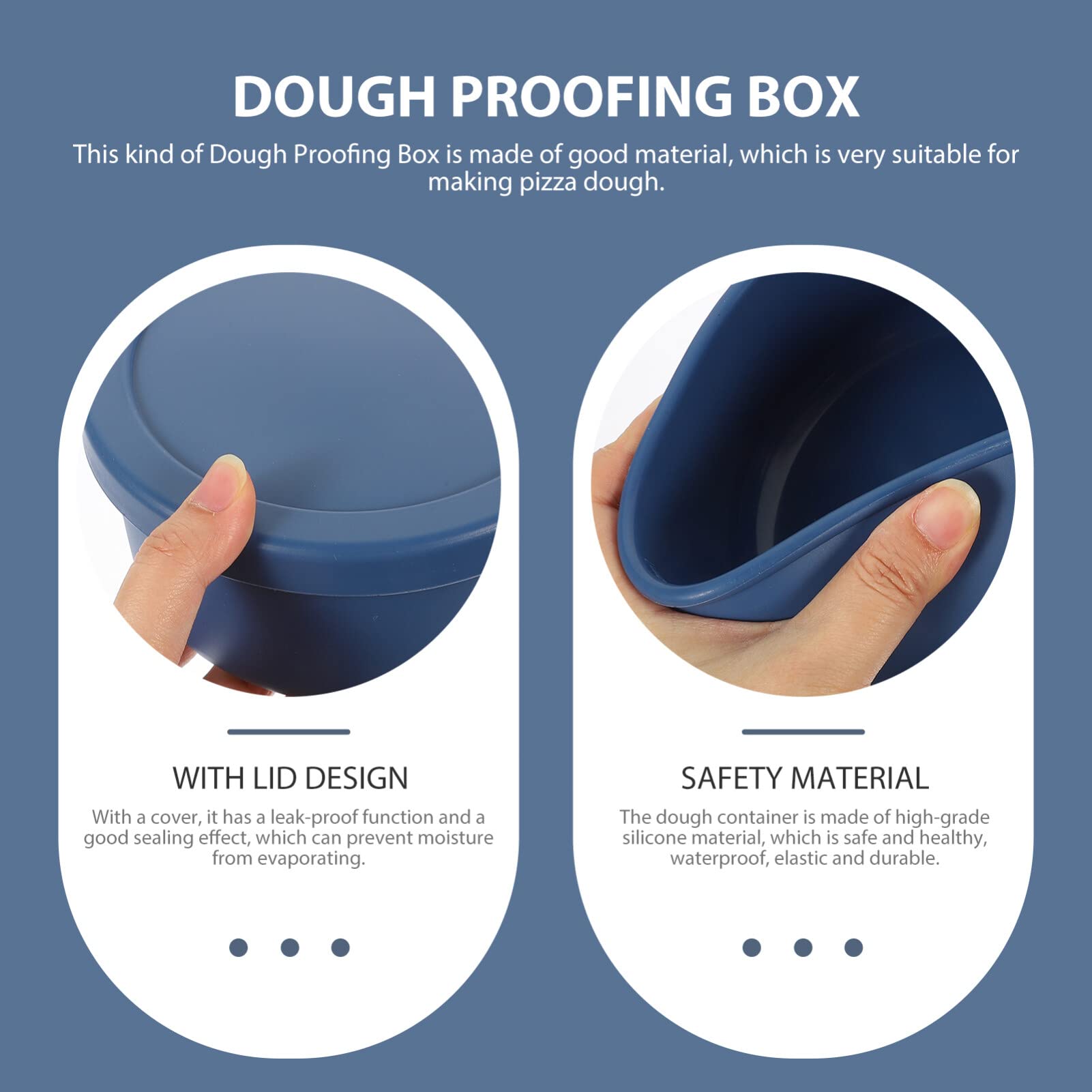 DOITOOL 4PCS Stackable Pizza Dough Proofing Box Set with Lid - 700ml Family Size Silicone Dough Rising Container (Blue) - Perfect for Home Baking, Pizza Making & Bread Proofing