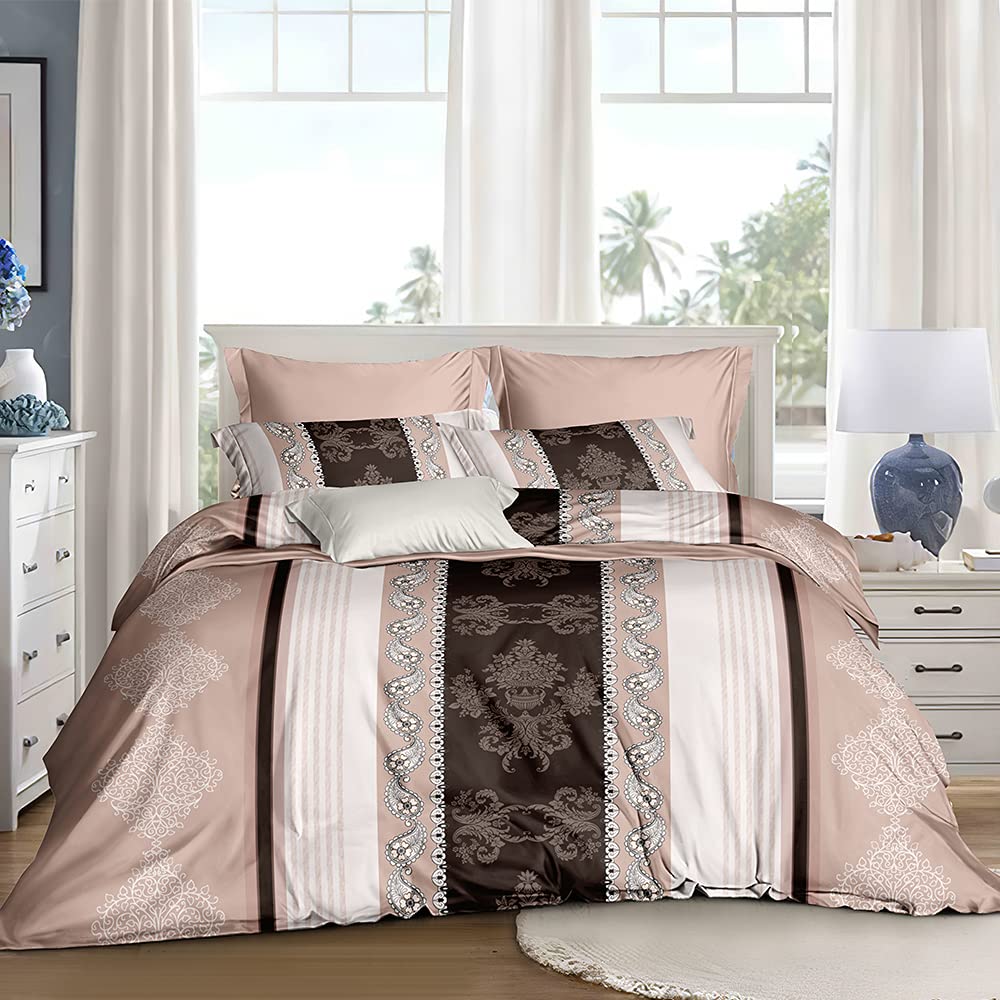 Shatex Brown 3-Piece Queen Comforter Set - Ultra Soft 100% Microfiber Polyester All-Season Bedding with 2 Pillow Shams | Cozy & Breathable for Year-Round Comfort in Bedroom, Guest Room, or Dorm