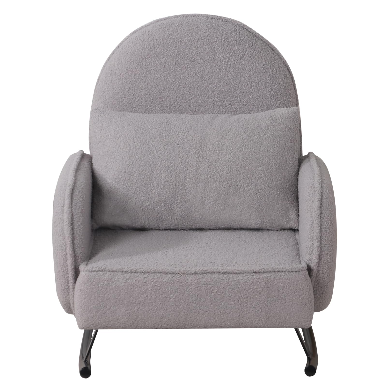 **Baby Rocking Chair with Sherpa Fabric & Metal Base - Toddler Armchair for Boys & Girls - Kids Sofa & Rocking Chair for Nursery, Playroom & Relaxation (Grey)**