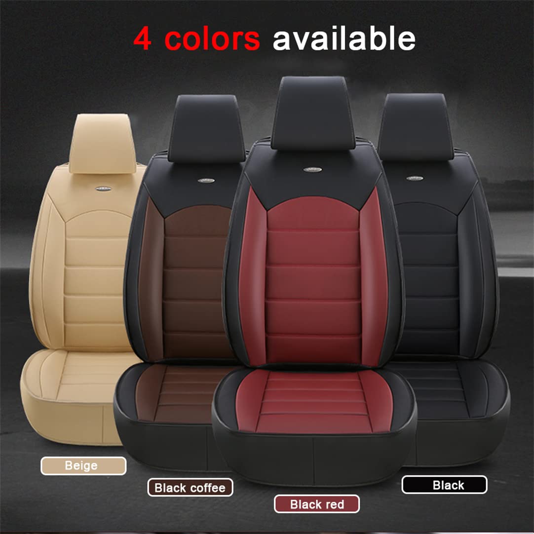 Tiida Car Seat Covers Full Set 5PCS - Soft Waterproof PU Leather Front & Rear Seat Protectors for Nissan Tiida (Beige) | Perfect for Daily Commute, Road Trips & Family Protection