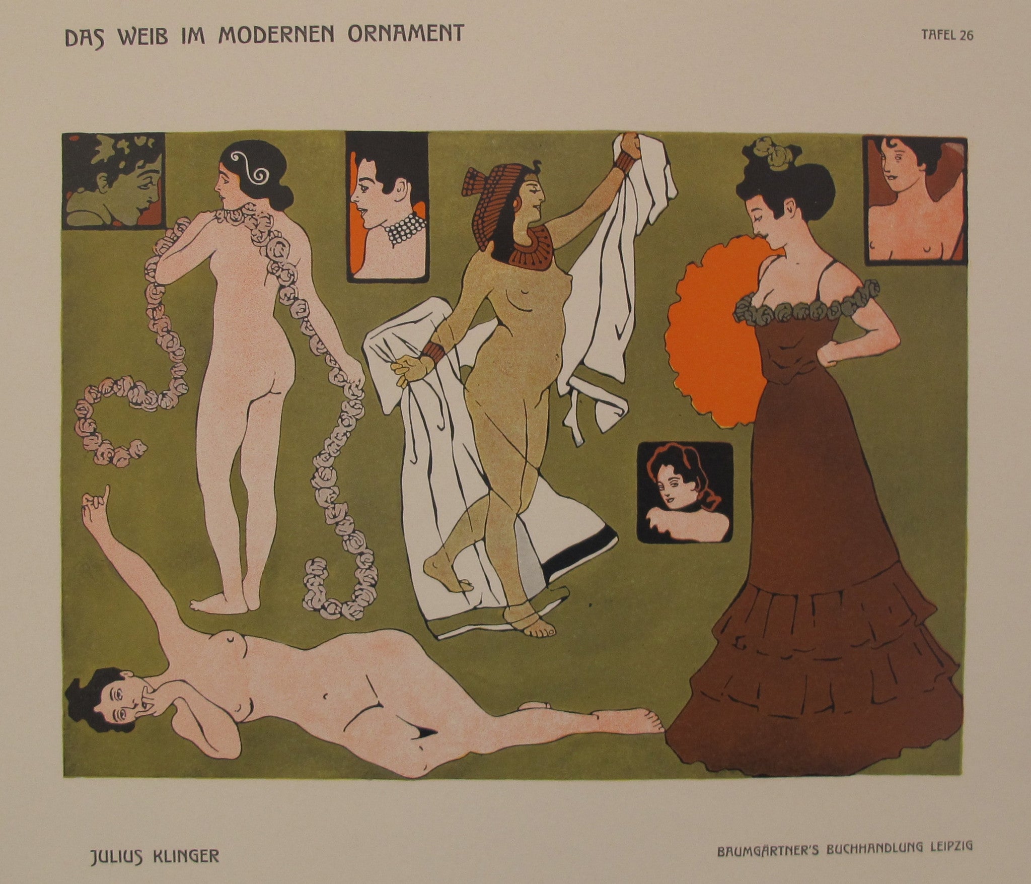 1902 Original German Poster - Das Weib Im Modernen Ornament Plate 26 by Klinger | Vintage Art Nouveau Decor for Home & Office Wall Art