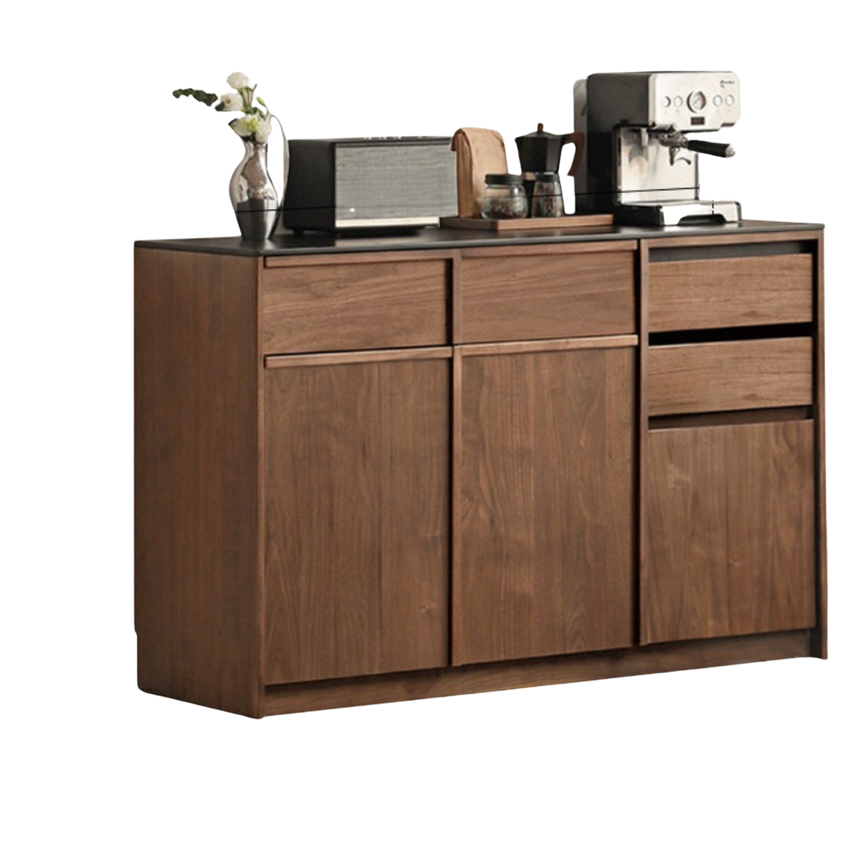 Premium Black Walnut Solid Wood Sideboard Buffet - Modern Light Luxury Dining Room Storage Cabinet for Formal Entertaining & Everyday Use