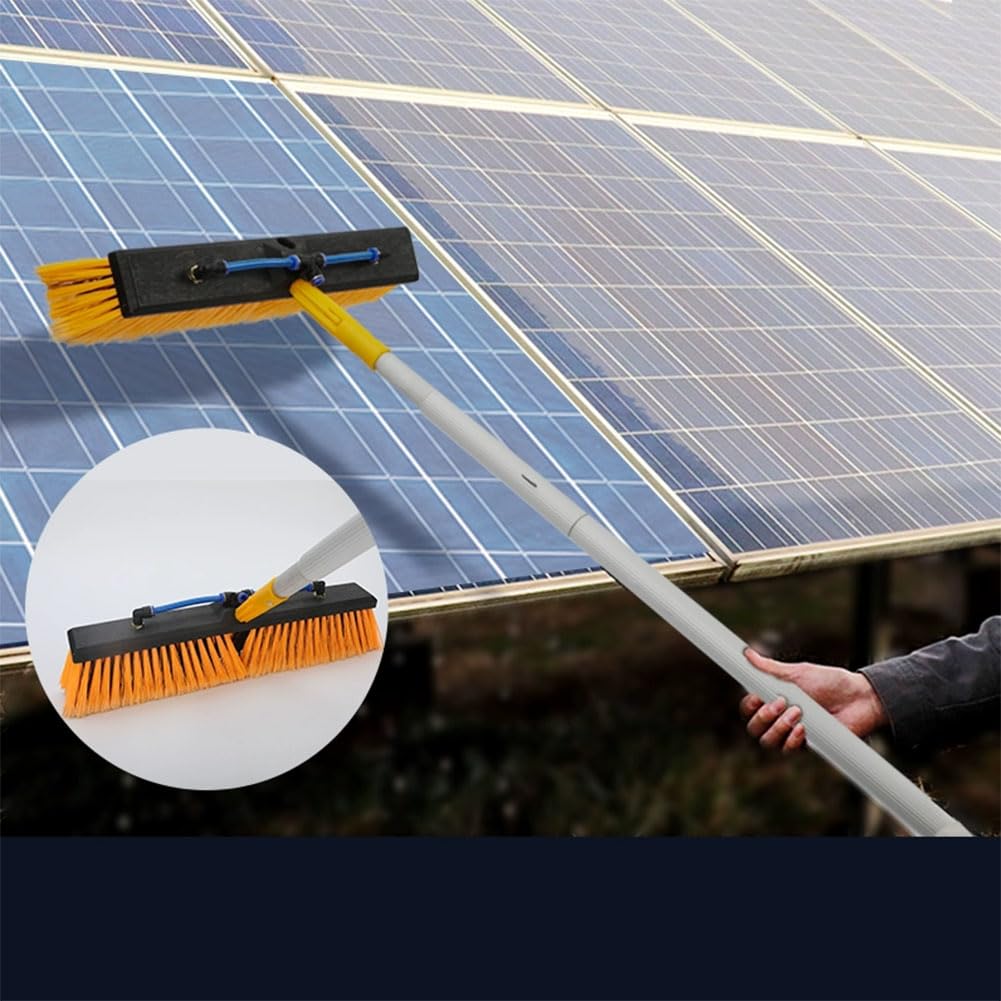 Solar Panel Cleaning Brush Kit with Extension Pole - Water Fed Brush for Photovoltaic & Solar Panels - Professional Window & Roof Cleaning Tool for Home & Commercial Use