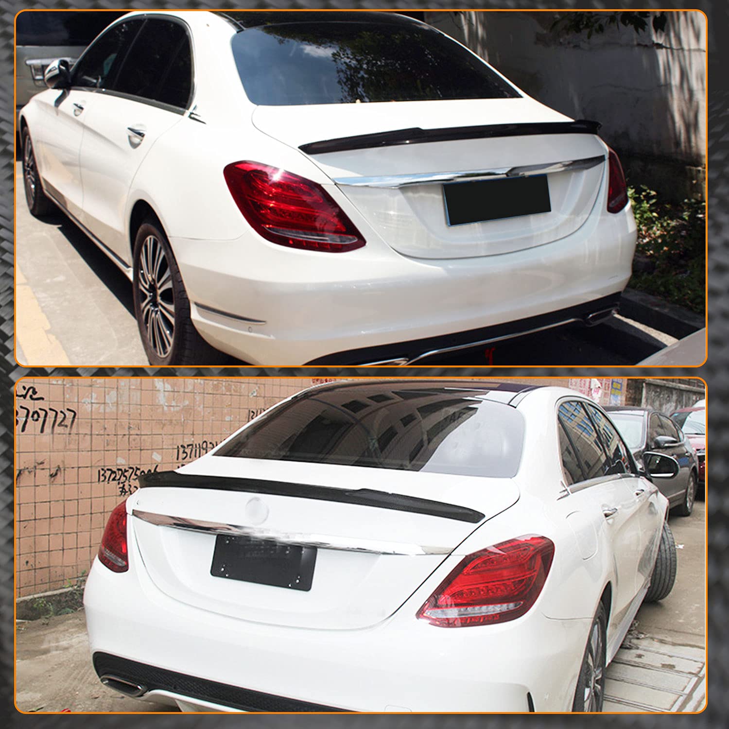 Carbon Fiber Trunk Spoiler for Mercedes Benz C Class W205 (2015-2021) - C180 C200 C250 C300 C400 C43 C63 AMG Sedan - High Kick Rear Boot Lip Wing - Style B - Factory Outlet - Enhances Aerodynamics & Sporty Look for Street Racing & Car Shows
