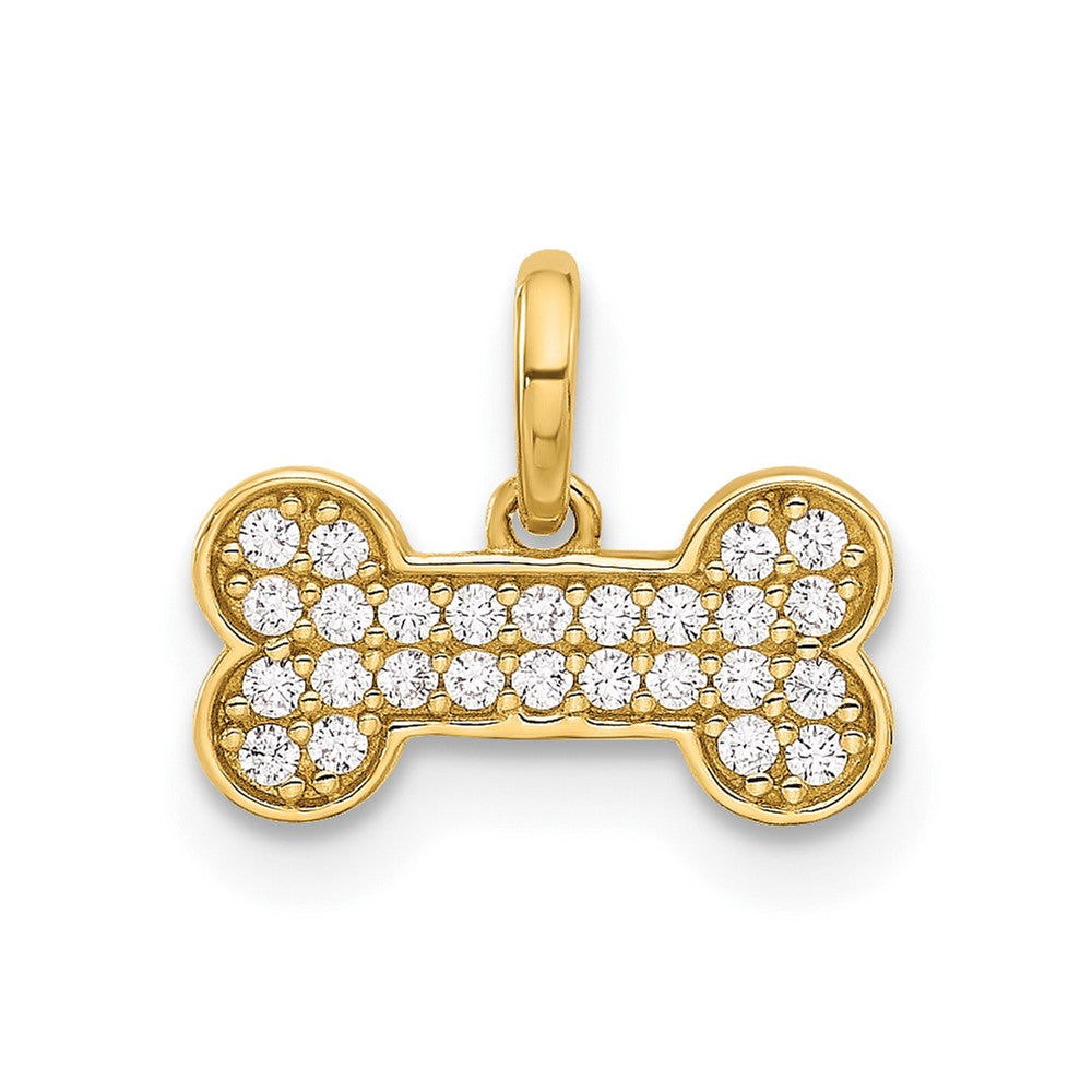14K Gold CZ Dog Bone Pendant Necklace for Women - Sparkling Cubic Zirconia Pet Lover Jewelry Gift (Perfect for Dog Owners, Birthday & Anniversary Presents)