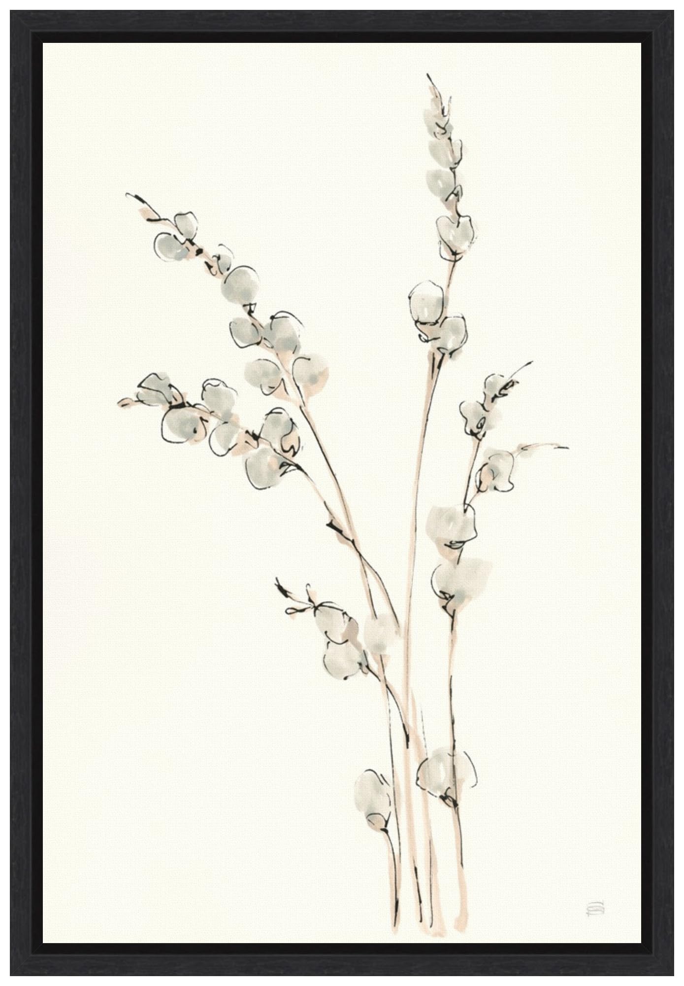 Amanti Art Framed Canvas Wall Art - 23x16 Inches Pussy Willows IV Floral Painting by Chris Paschke, Modern Framed Canvas Flower Artwork, Home Decor Poster for Living Room, Bedroom, Bathroom & Kitchen | Perfect for Housewarming Gifts & Interior Design