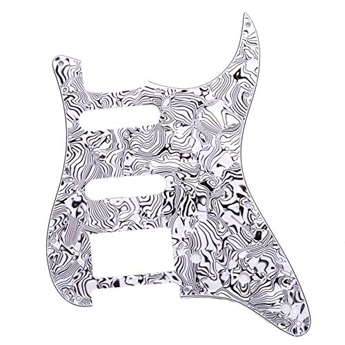 3-Ply 11-Hole Multi-Color Guitar Pickguard - Anti-Scratch Plate for ST FD Electric Guitar (Black-White) | Replacement Part for Guitar Repair & Customization