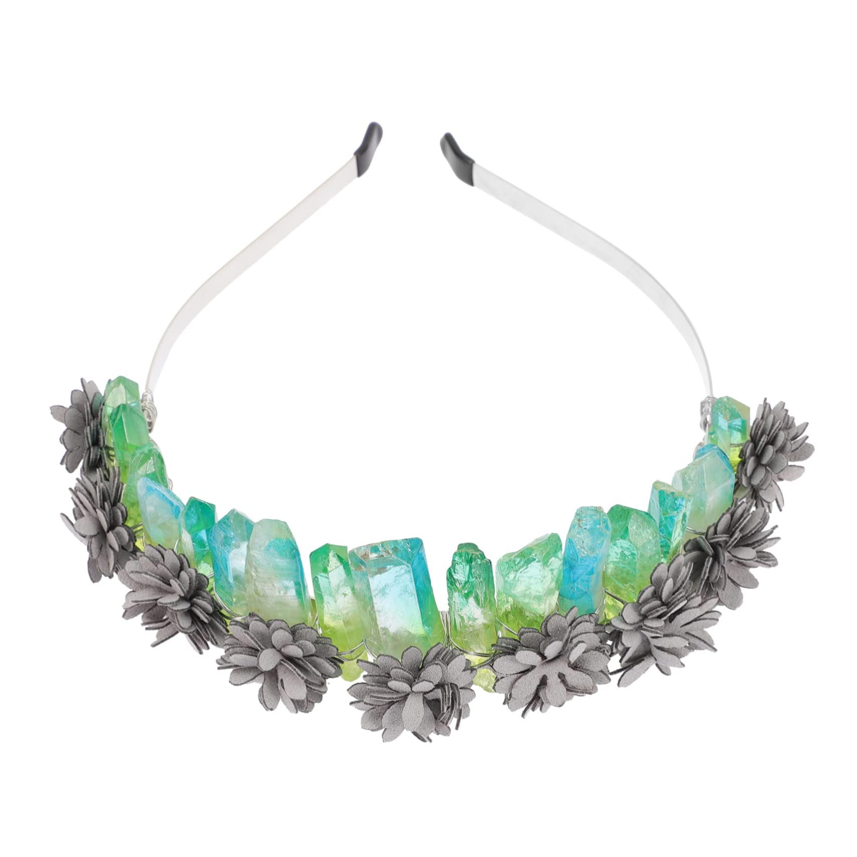 Minkissy Crystal Rainbow Crown for Girls - Purple Headband, Goddess Crown & Hair Accessories | Natural Crystal Hair Ties, Wedding Bride Crown & Scarf | Perfect for Birthday Parties, Pageants, Costumes & Special Occasions