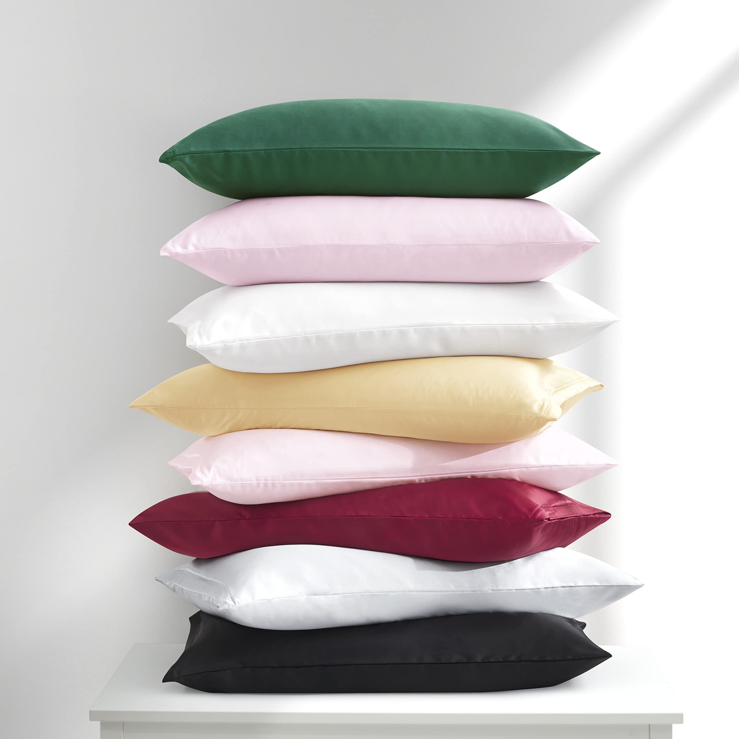 Silk Satin Pillowcase Set of 2 - Queen Size 20x30 with Zipper for Hair & Skin Care - Perfect for Bedroom Luxury