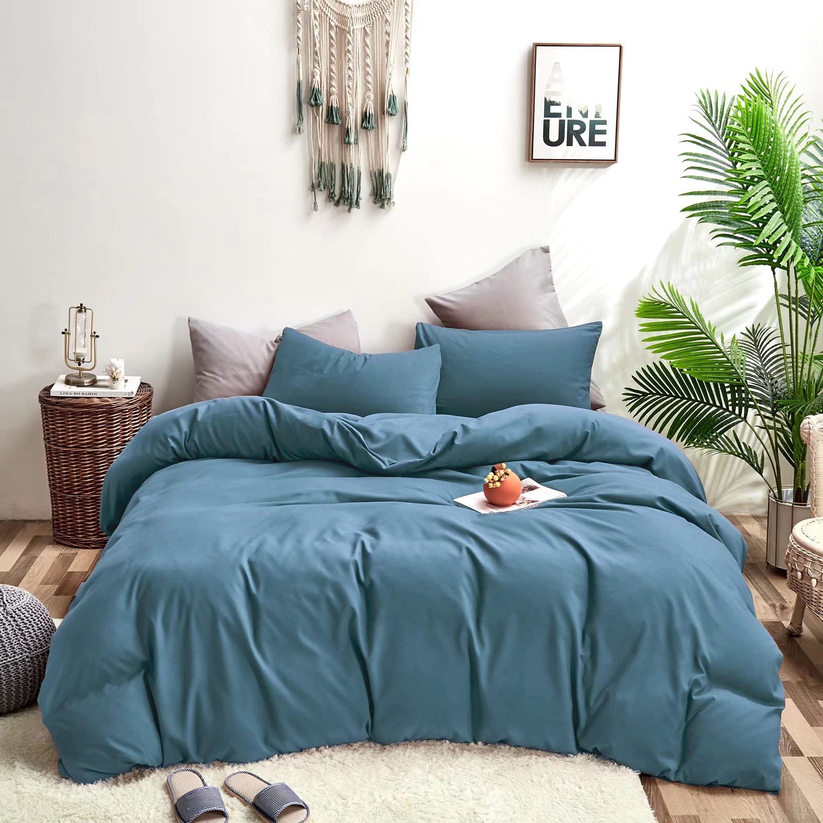 Jumeey Lake Blue Comforter Set - Twin Size Light Blue & Dusty Blue Bedding for Boys & Girls - Modern Solid Blue Quilt - Perfect for Kids' Rooms, Dorms & Guest Bedrooms