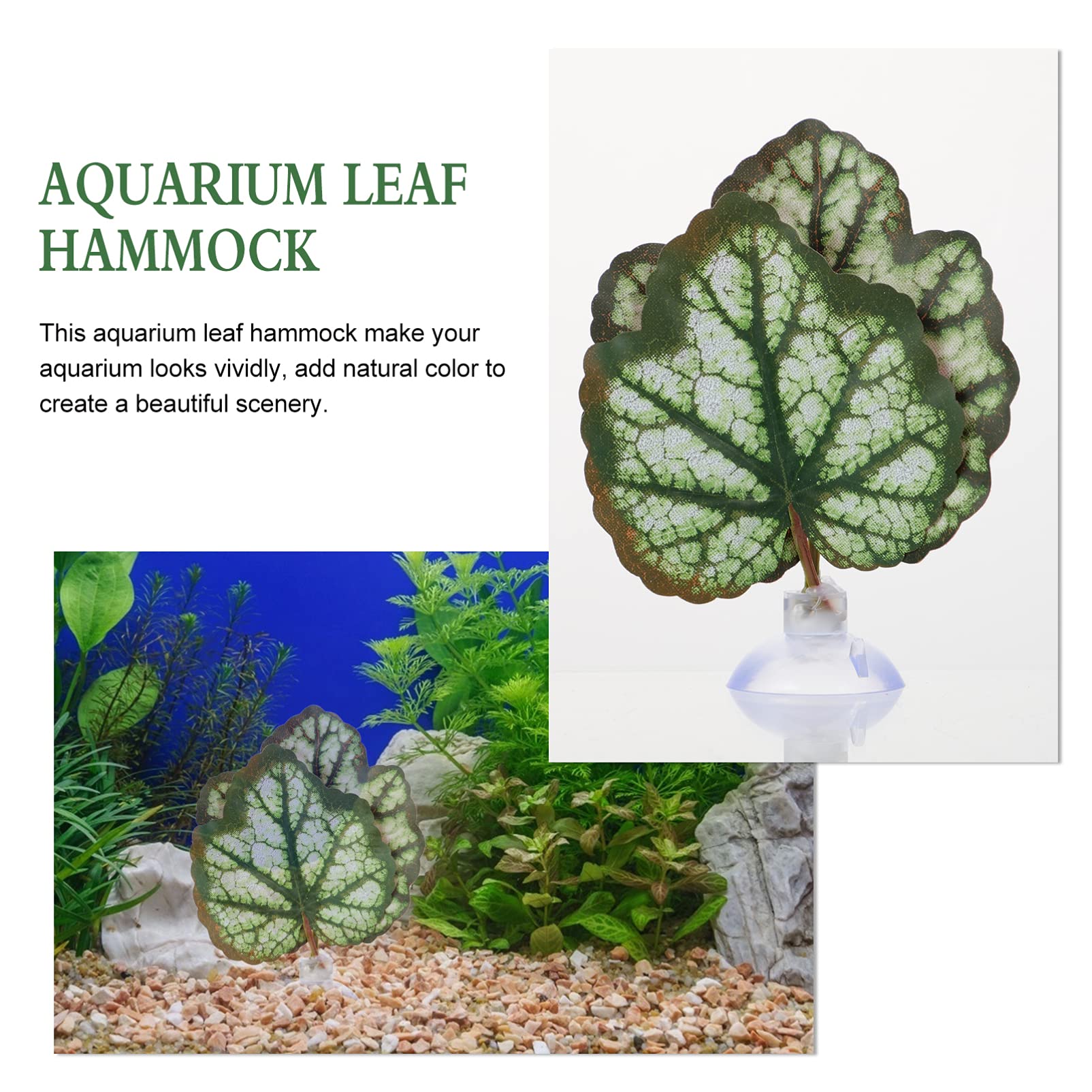 2PCS Artificial Aquarium Leaves - Betta Fish Hammock & Tank Decor, Plastic Crawl Pad for Terrarium, Fish Tank Landscaping & Betta Fish Toys - Perfect for Aquascaping & Creating a Natural Habitat