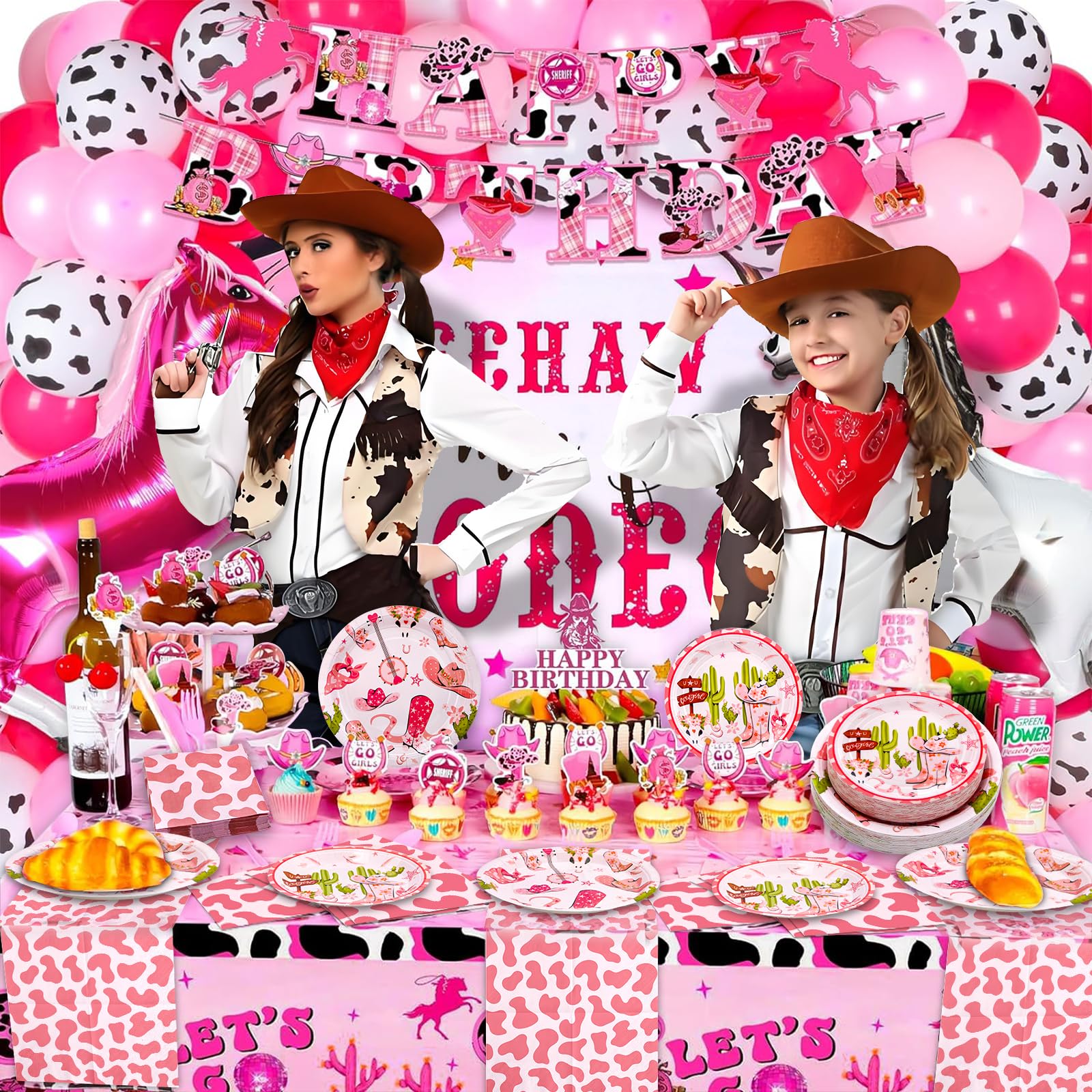 180PCS Pink Cowgirl Party Supplies Set - Western Themed Paper Plates, Napkins for 60 Guests | Perfect for Rodeo Birthday, Bachelorette Party & Cowgirl Decorations | Includes Dinner Plates, Dessert Plates & Napkins | Great for Themed Parties, BBQ Events & Western Celebrations