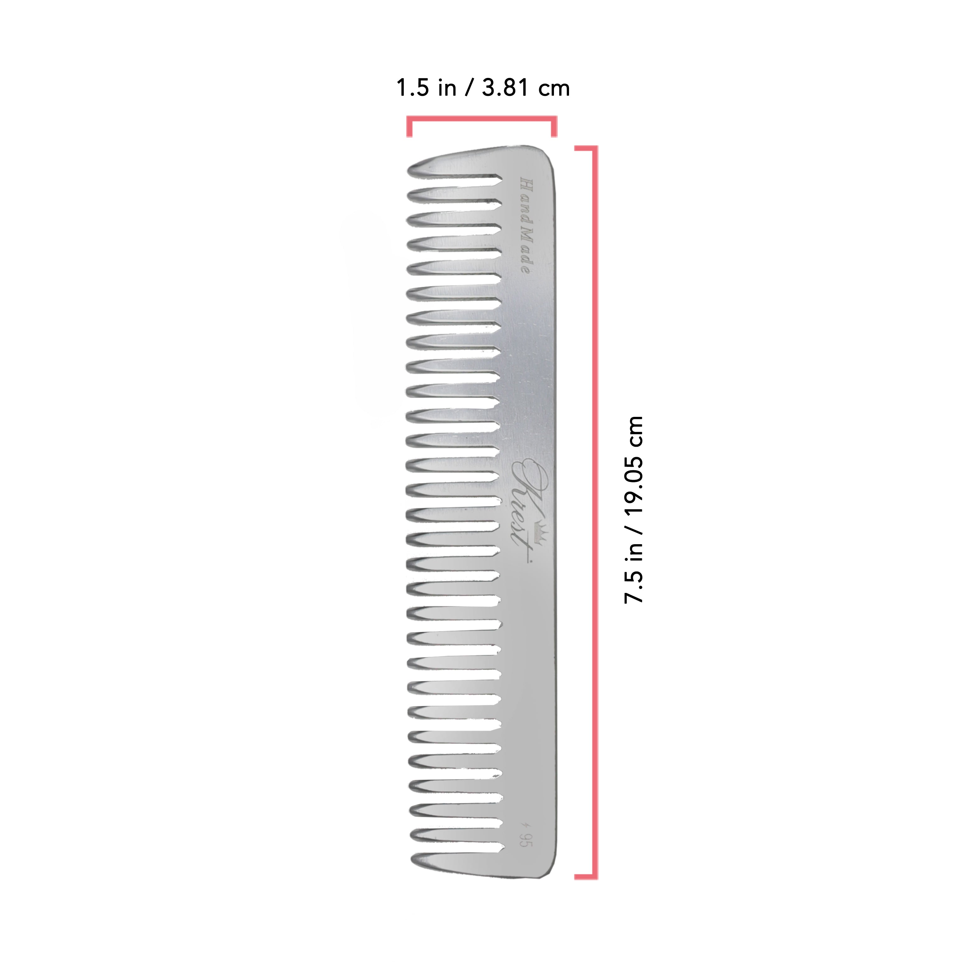 Krest Professional Metal Combs - Premium Aluminum Hair Combs 100% Hand Finished for Men & Women - Perfect for Styling, Barber Shops, and Travel
