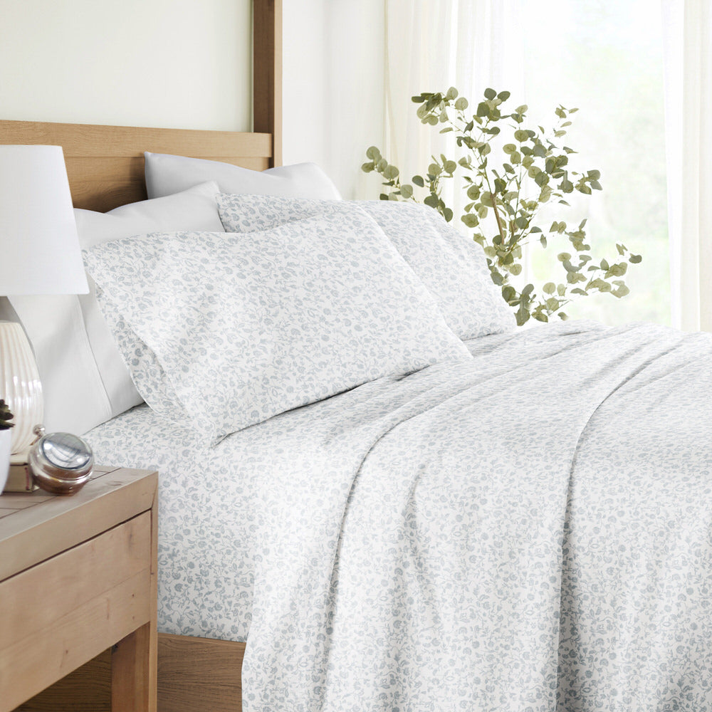 Premium Rustic Jacobean 4-Piece Long Staple Cotton Sheet Set - Queen Size, Breathable & Soft Bed Sheets for Cozy Bedroom Decor