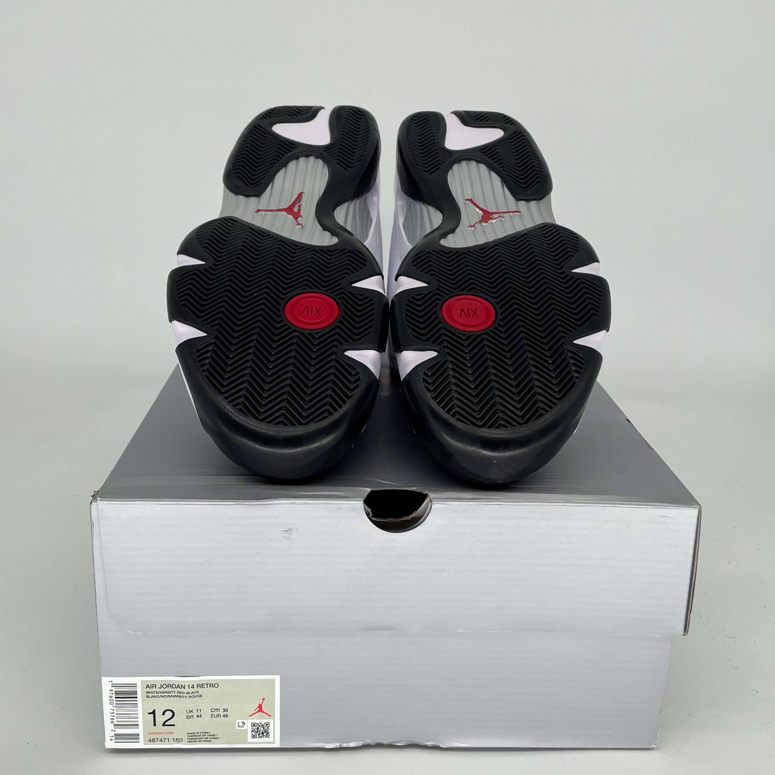 Original Air Jordan 14 Retro 'Black Toe' Men's Basketball Shoes Size 12 (487471-160) - Perfect for Streetwear & Sneaker Collectors