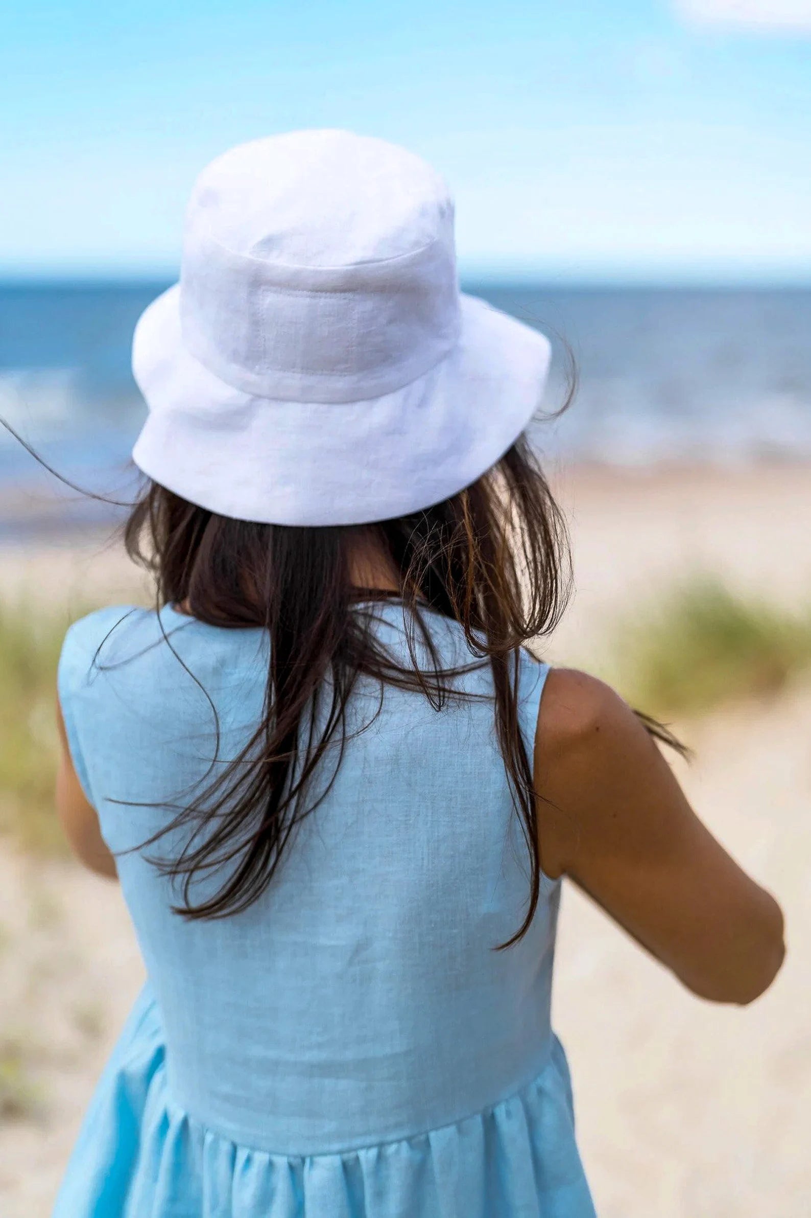 Linen Bucket Hat for Women & Men - Breathable White Sun Hat for Outdoor, Beach, Hiking & Summer Fashion