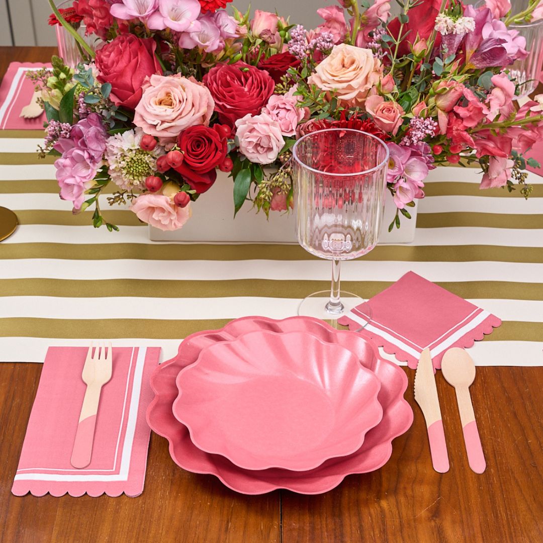 Premium Cocktail Napkins with Scalloped Edge - 20-Pack, Berry Design - Perfect for Parties, Weddings, and Home Entertaining