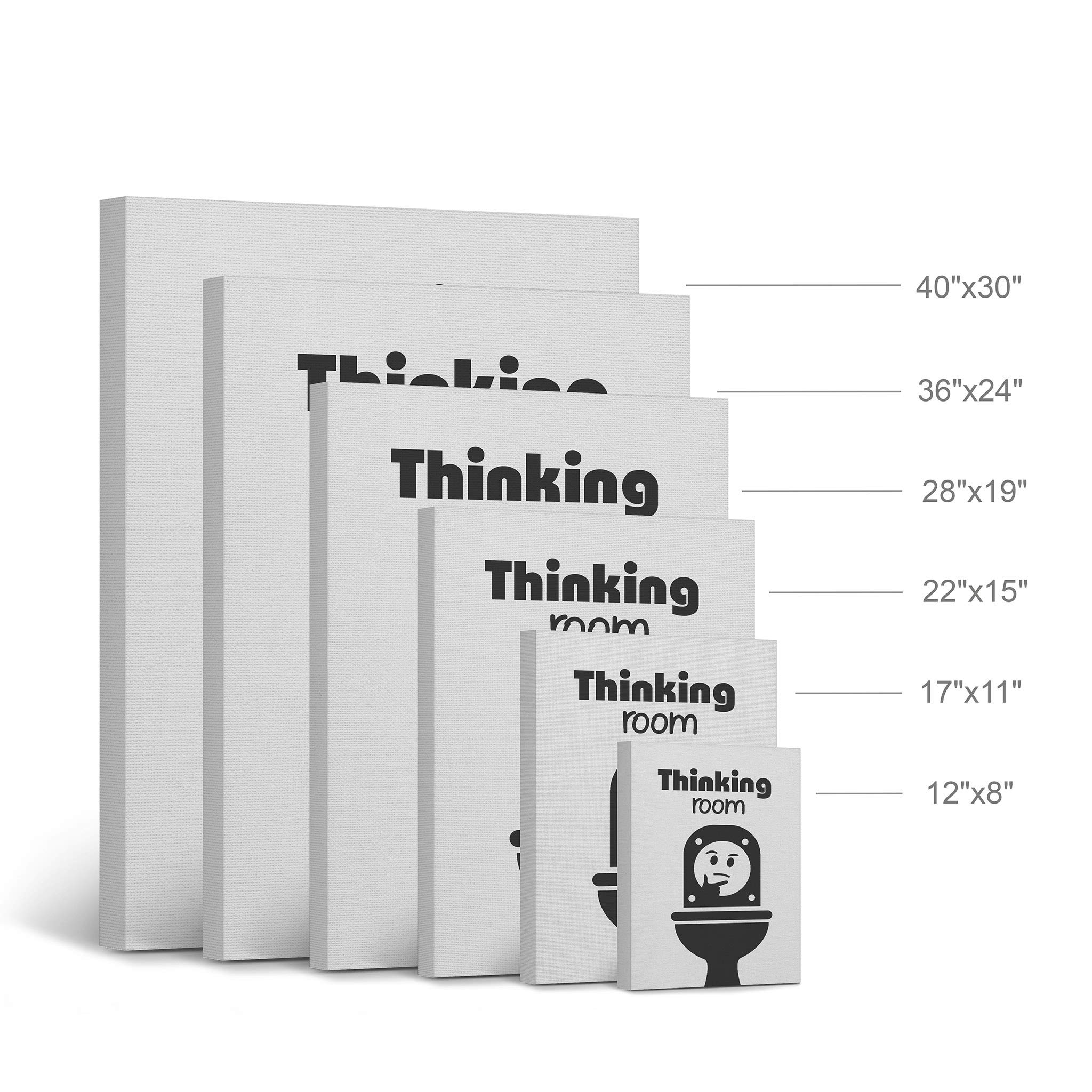 Funny Bathroom Wall Art - Smile Art Design Thinking Room Quote Canvas Print - Ready to Hang Bathroom Decor (40x30) - Perfect for Home, Office & Restroom Decoration - Made in USA