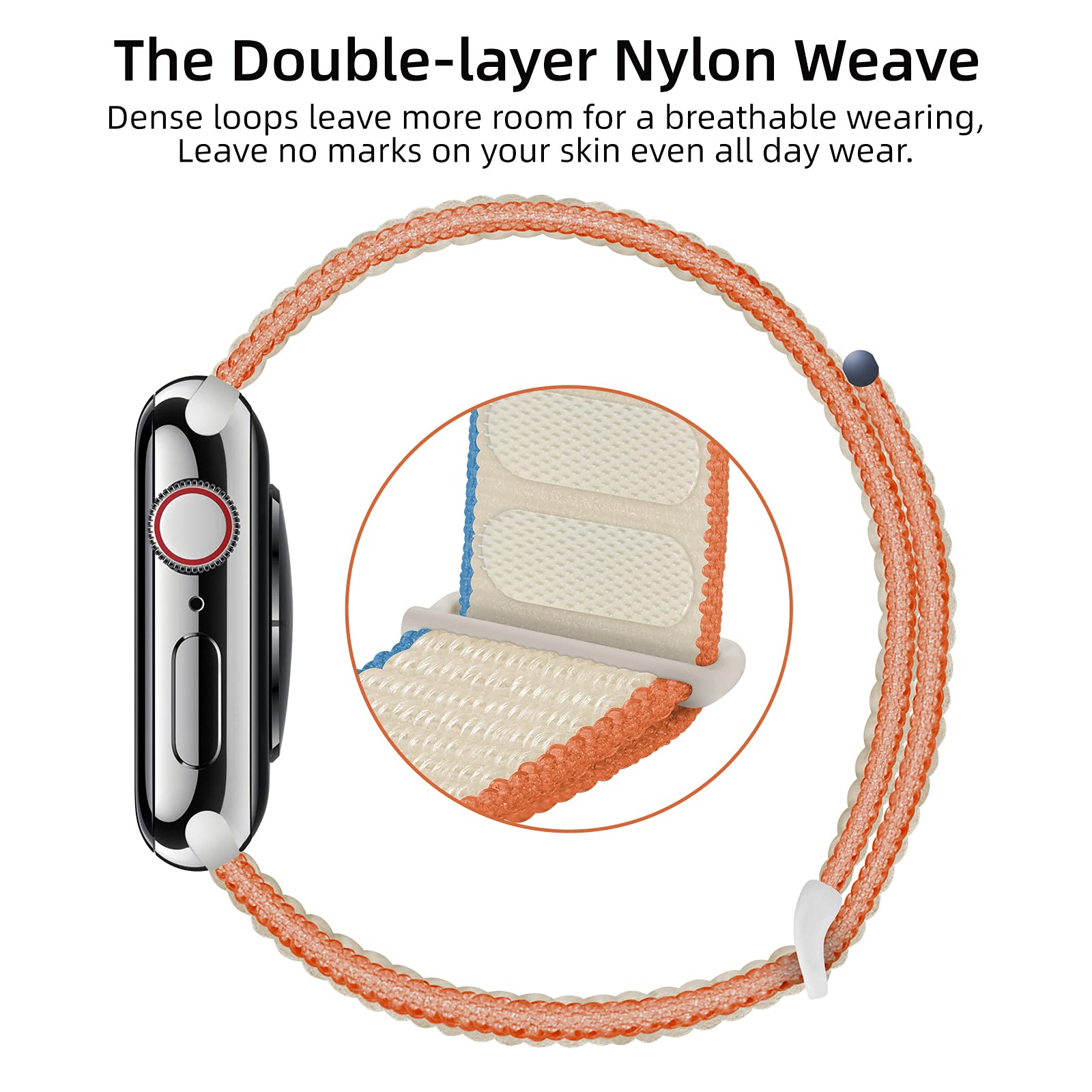 OXWALLEN Sport Loop Nylon Band for Apple Watch Series 9/8/7/6/5/4/3 SE 2/1 - Adjustable Braided Fabric Strap for 41mm 40mm 38mm iWatch - Comfortable Rugged Design for Men & Women (Cream) - Perfect for Running, Workouts & Everyday Wear