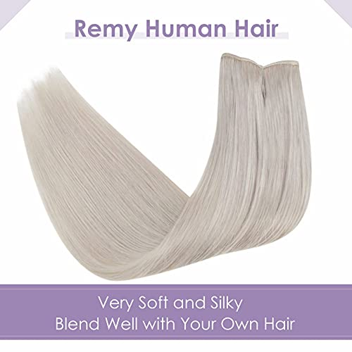 Premium Fish Line Halo Hair Extensions with Invisible Clips - Seamless 100% Human Hair Extensions for Length & Volume - Perfect for Weddings, Parties & Daily Styling