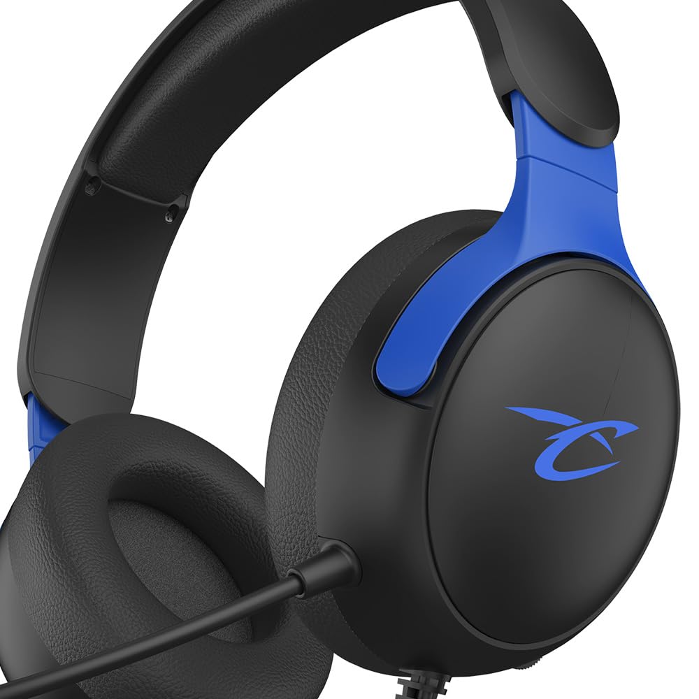 Wireless Gaming Headset for PS5 PS4 PC Xbox - 40mm Speakers, Adjustable Microphone, Built-in Volume Control & Mute Button - Black & Blue - Perfect for Competitive Gaming & Online Chat