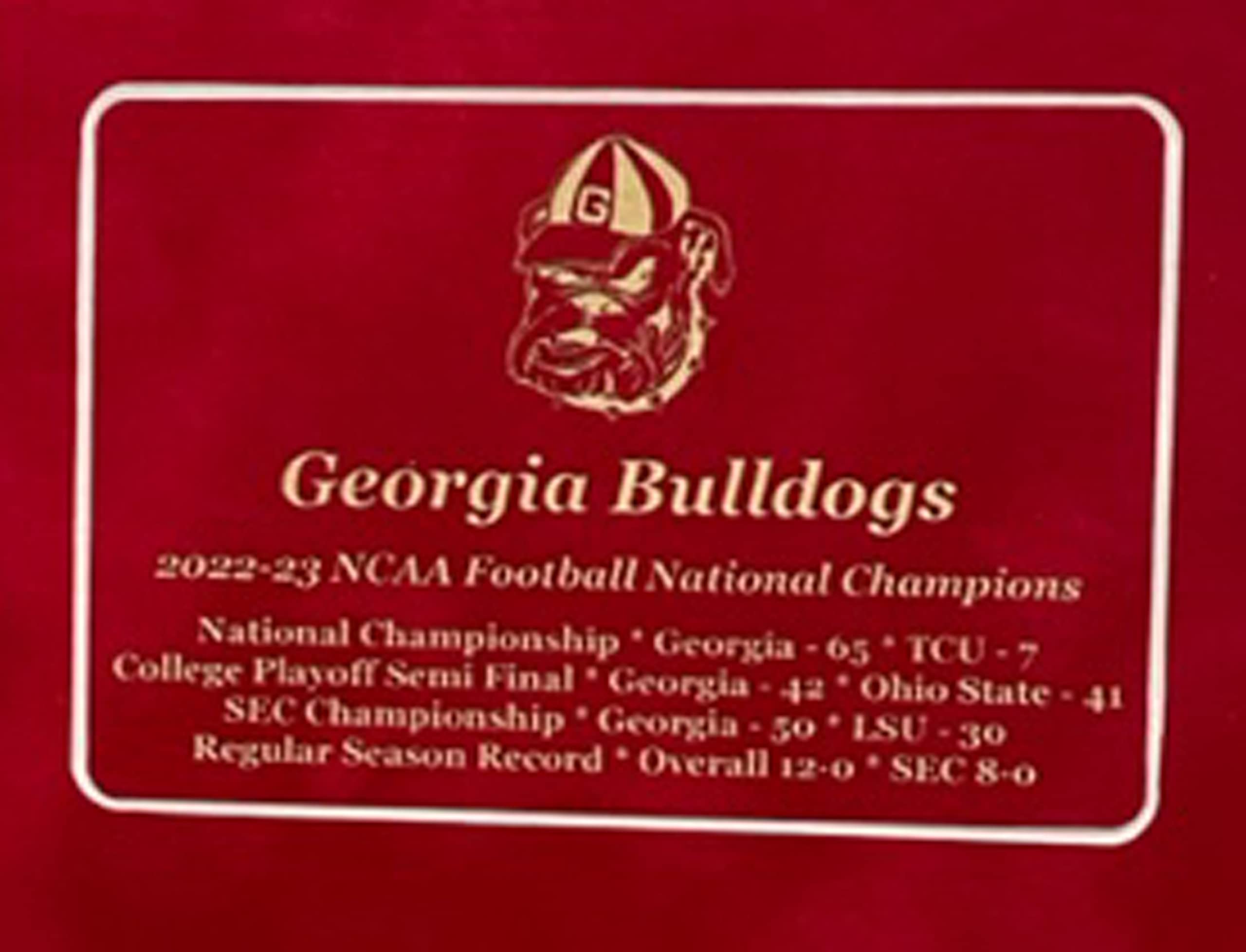 Georgia Bulldogs 2022-23 National Champions Framed Memorabilia - Double Mat Professional Photo Display with Engraved Nameplate - Perfect for Home, Office & Sports Fan Gifts