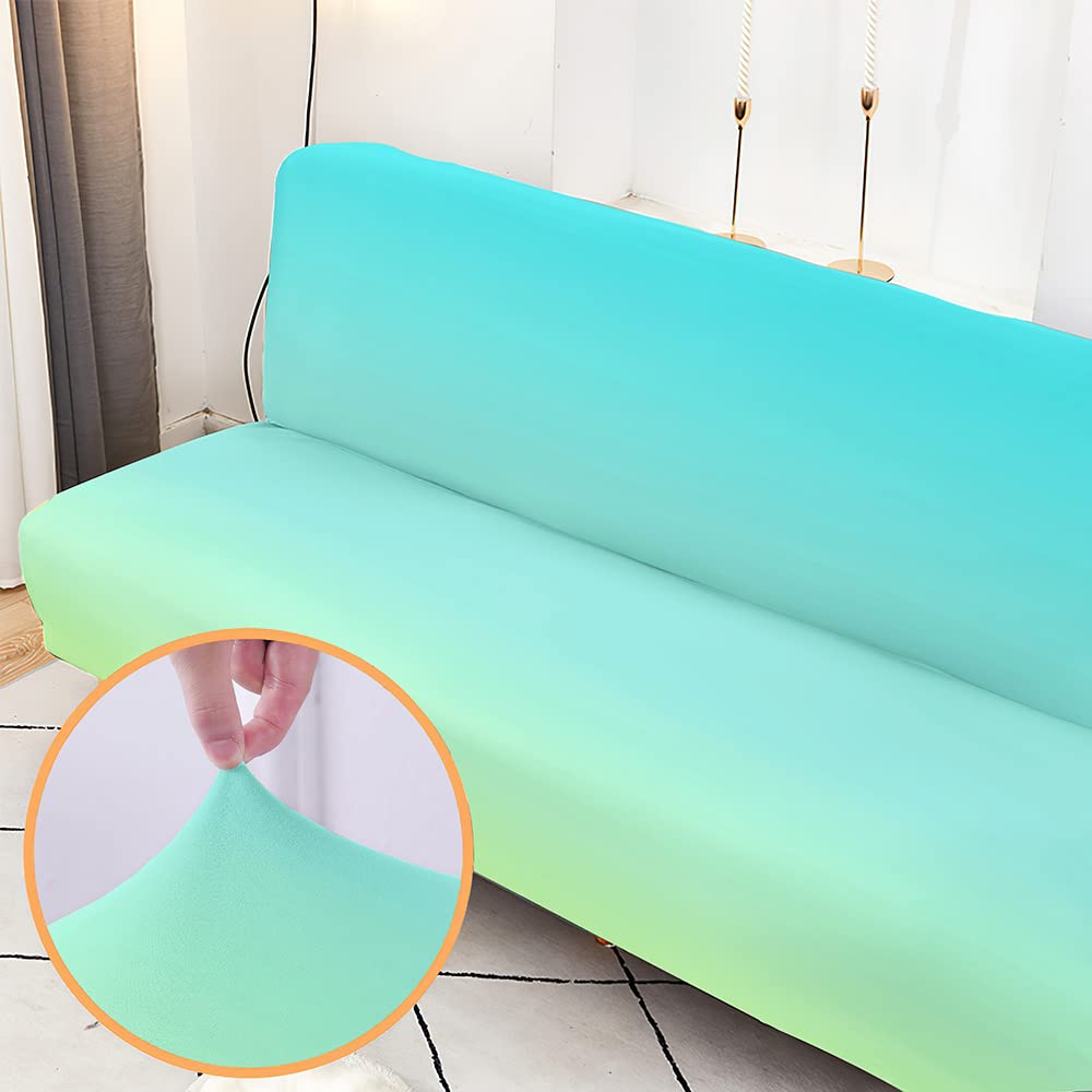 Stretch Futon Cover Full Size, Soft Washable Slipcover with Elastic Bottom - Mint Green for Living Room & Dorm