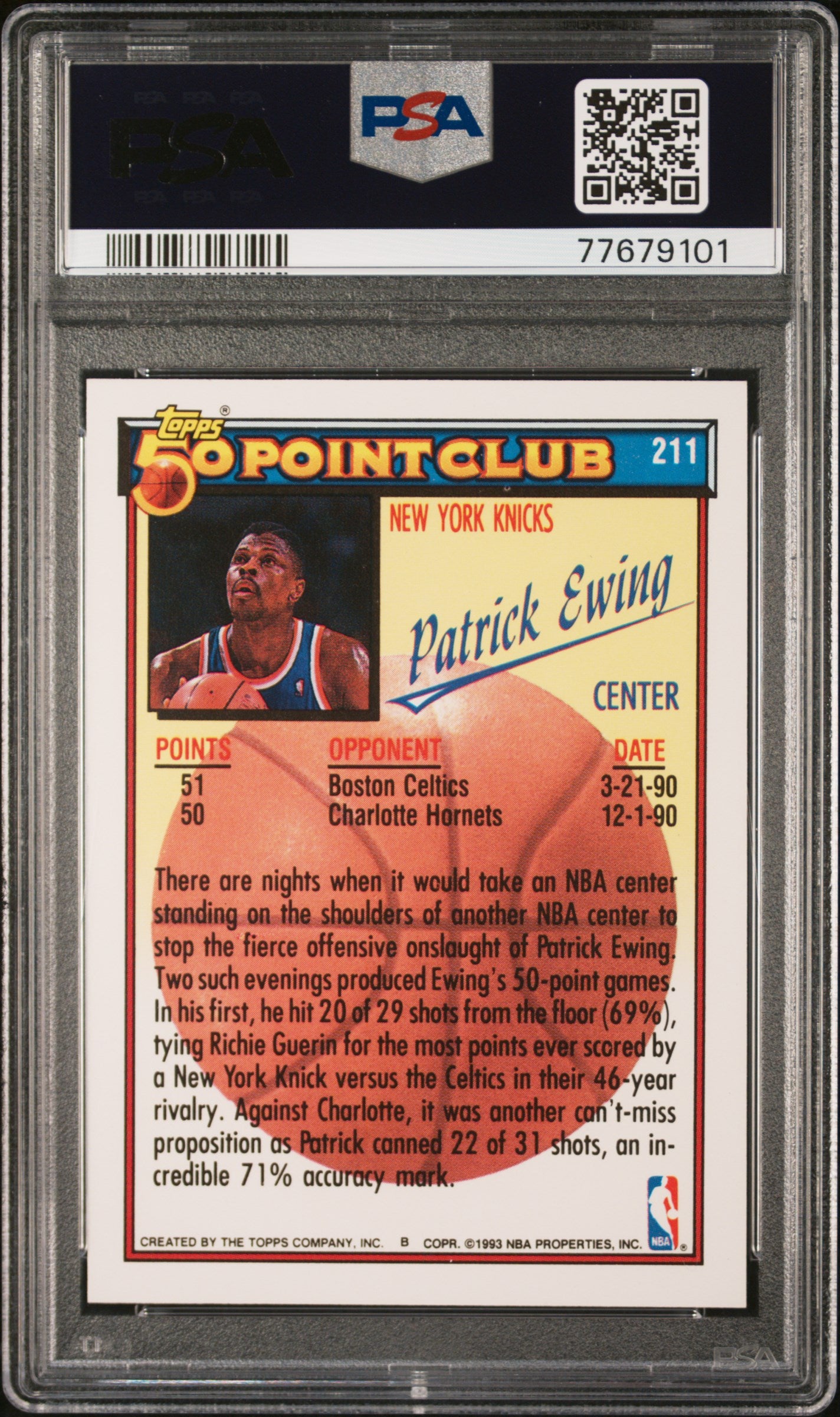 1992 Topps Patrick Ewing #211 PSA 10 Graded Basketball Card - Perfect for Collectors & Sports Memorabilia Enthusiasts - Ideal for Display, Investment & Gifting