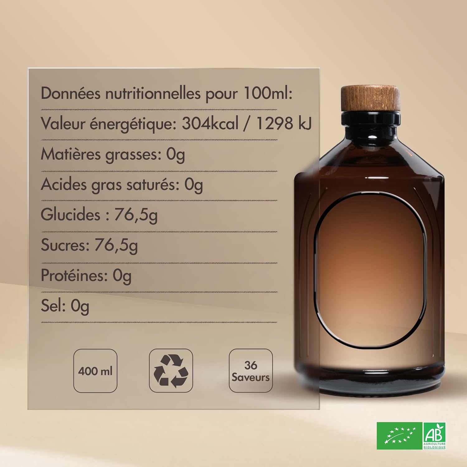 Organic Raw Rosemary Syrup by BACANHA - 400ml | Natural Flavor Enhancer for Cocktails, Lemonade, Iced Tea & Sparkling Water | Perfect for Mixology, Home Bars & Healthy Beverages