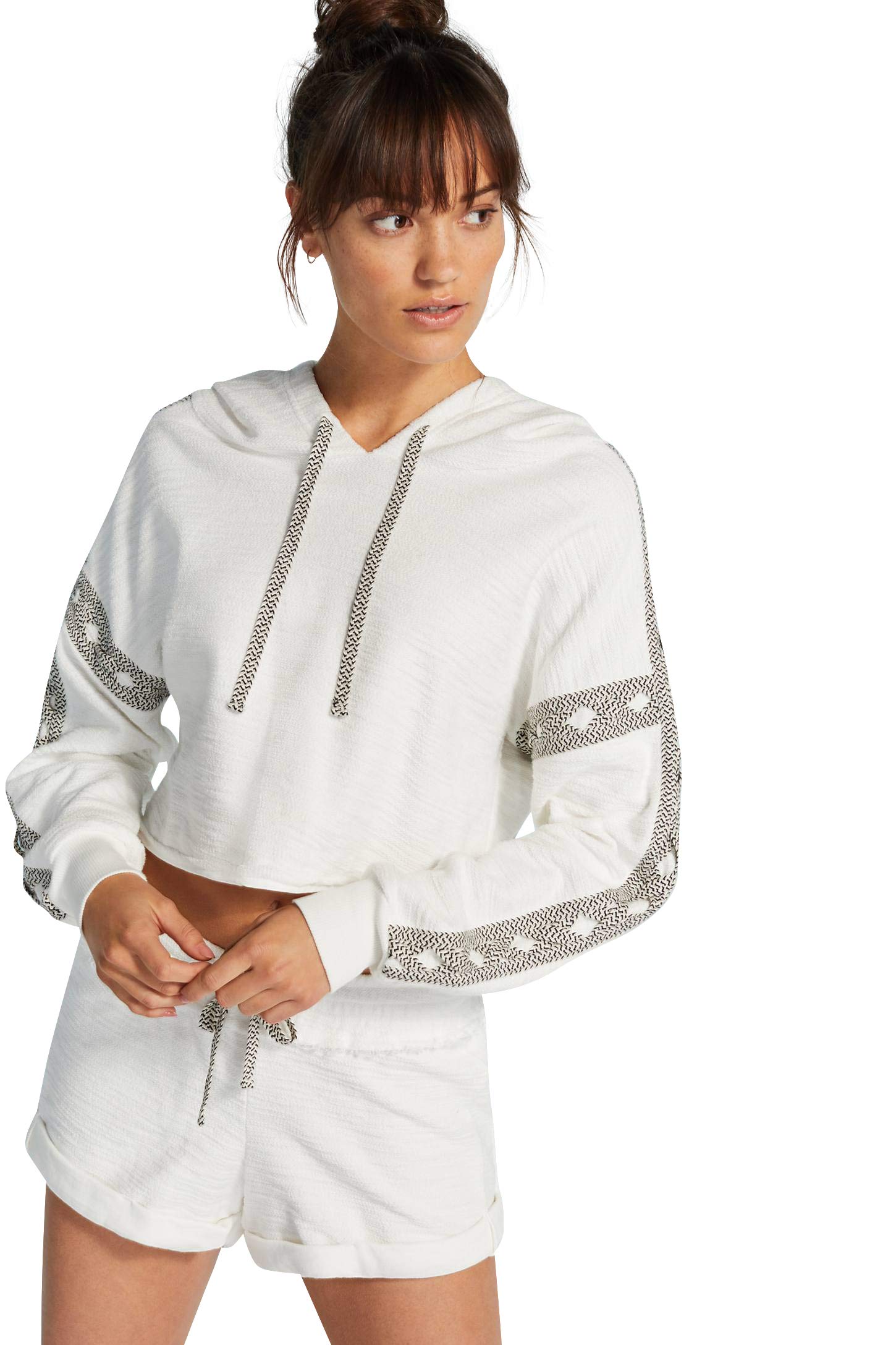 FP Movement Slam Dunk Hoodie & Shorts Set - White Small | Women's Casual Athletic Wear for Gym, Yoga & Street Style