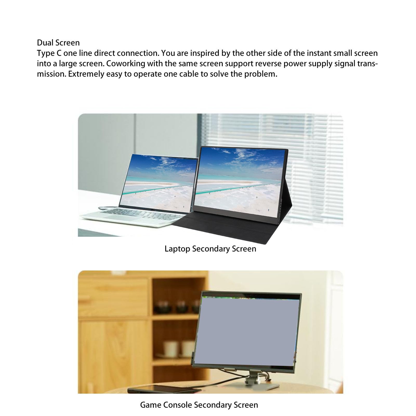 Jectse 14 Inch 2K FHD Portable Monitor with USB C HDMI, 3:2 IPS Gaming Display with Cover & Speakers for Laptop, PC, Phone - Ideal for Work, Gaming, and Travel