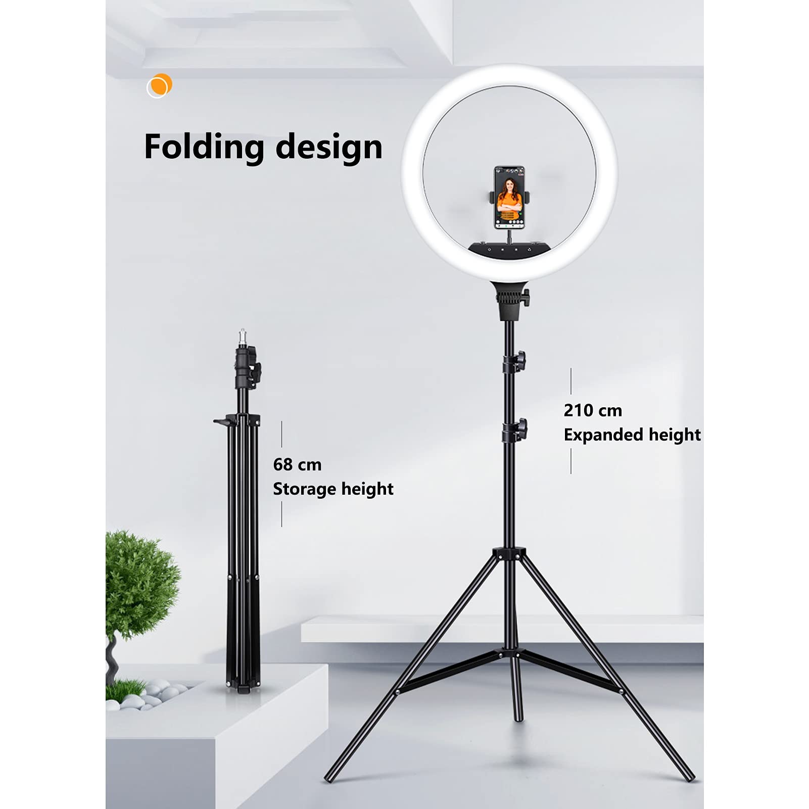 Professional LED Ring Light Phone Holder - Adjustable Height Mobile Phone Shooting Fill Light Bracket for Makeup, Selfie, Photography & Live Streaming (26cm Light) - Perfect for YouTube, TikTok & Instagram Content Creation