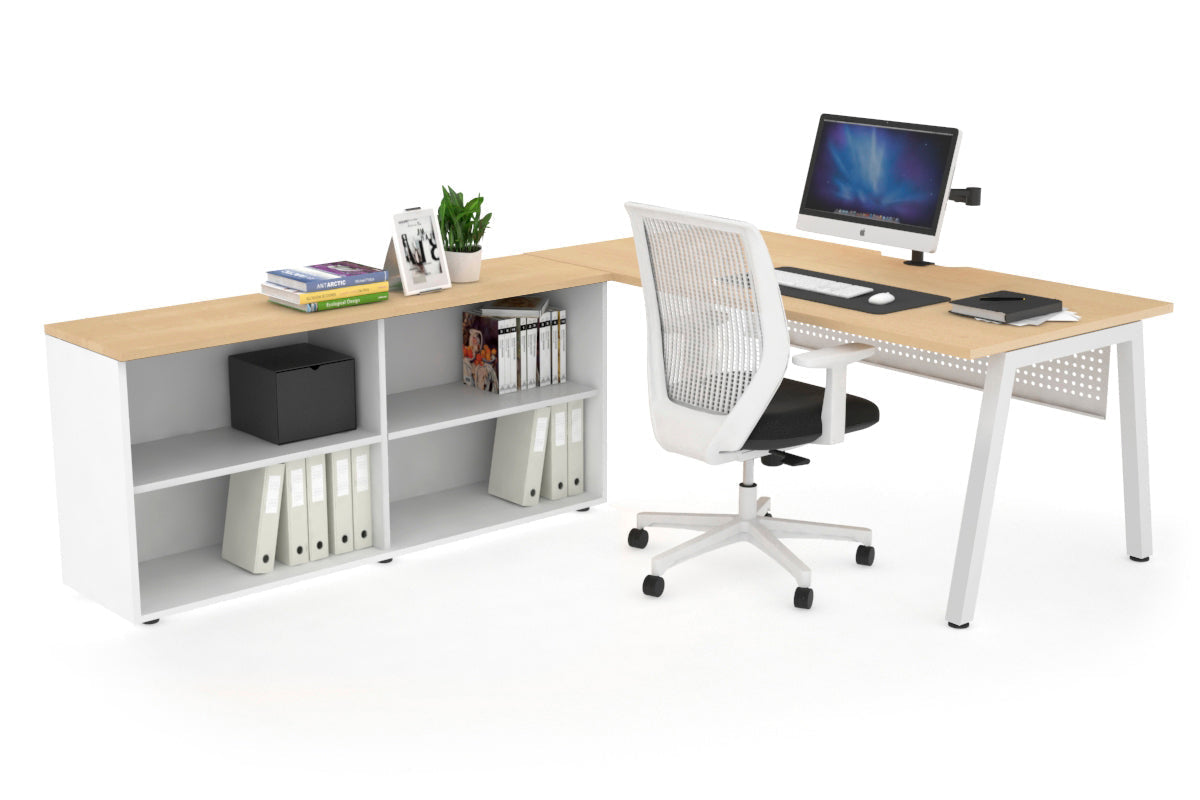 Quadro A Executive White Frame Office Chair [1600L x 800W with Cable Scallop] - Premium Ergonomic Seating for Home Office & Conference Rooms
