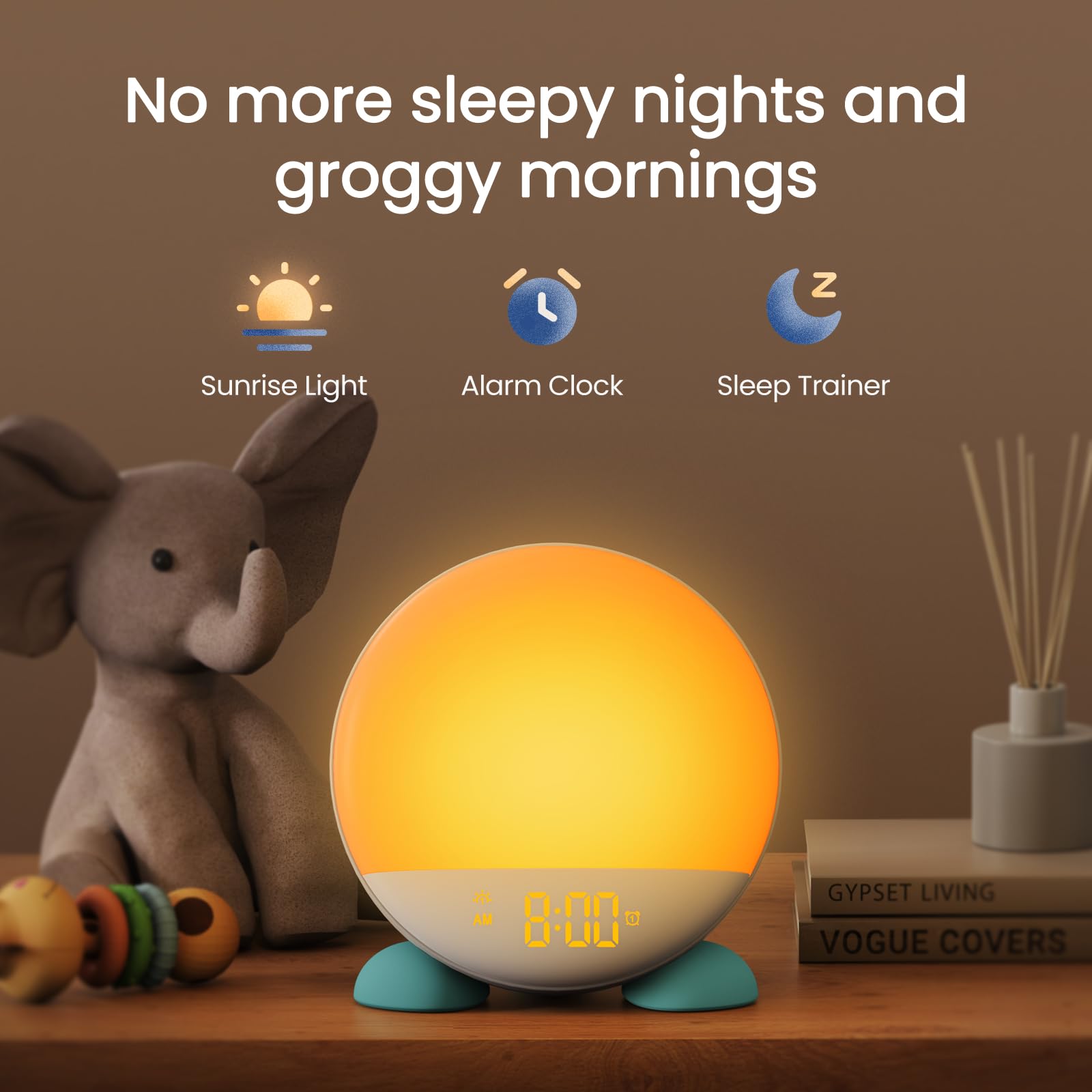 ANANK Sunrise Alarm Clock with Wake Up Light - Dual Alarms for Heavy Sleepers, Sunrise Simulation, 8 Color Night Light & 30-Level Dimmer | OK to Wake/Sleep Trainer for Kids & Adults | 8 Soothing Sounds | Perfect for Bedrooms, Home Office & Nursery