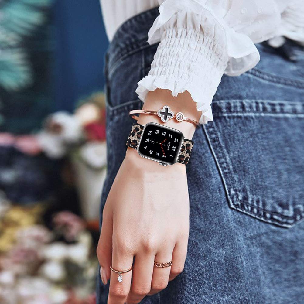 Stretchy Solo Loop Bands for Apple Watch 38mm 40mm 42mm 44mm - Adjustable Nylon Braided Sport Strap Compatible with iWatch Series 6/5/4/3/2/1 SE - Perfect for Running, Gym & Everyday Wear (Men & Women)