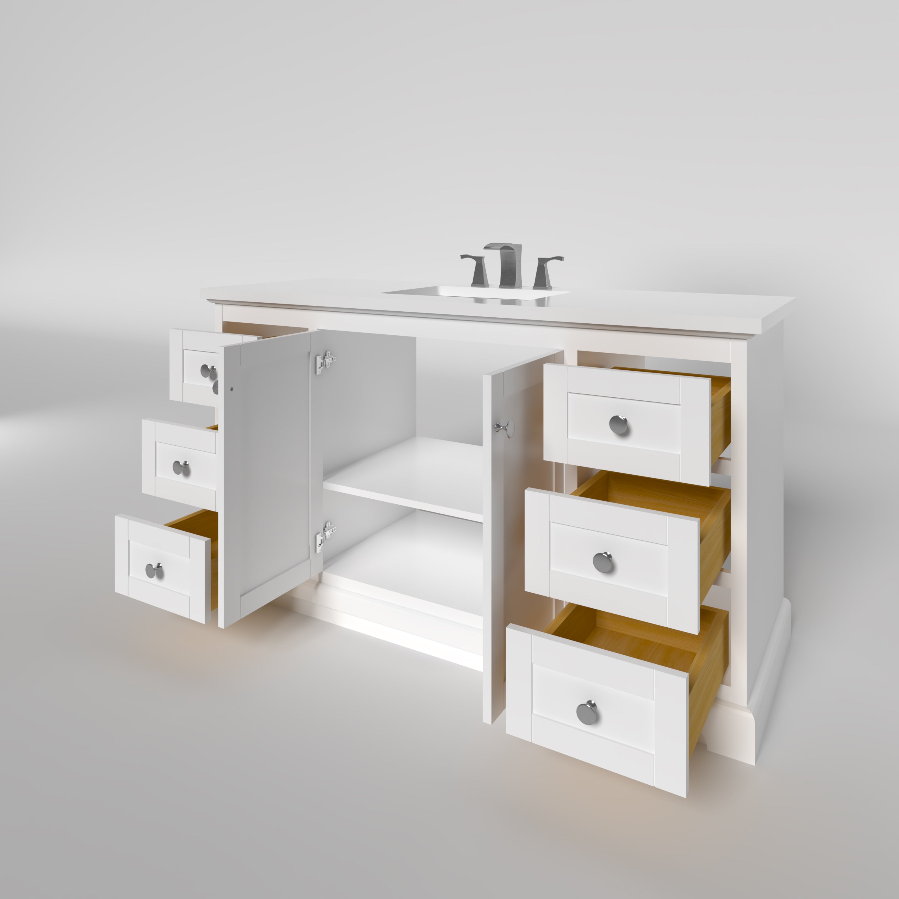 Marietta 59.5 Inch White Single Bathroom Vanity Cabinet Only - Perfect for Modern Bathroom Remodeling & Small Space Solutions