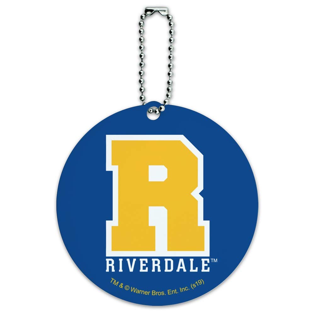 Riverdale Varsity Letter Round Luggage ID Tag - Personalized Suitcase Name Tag for Carry-On Bags - Perfect for Travel, School Backpacks & Gym Bags Identification