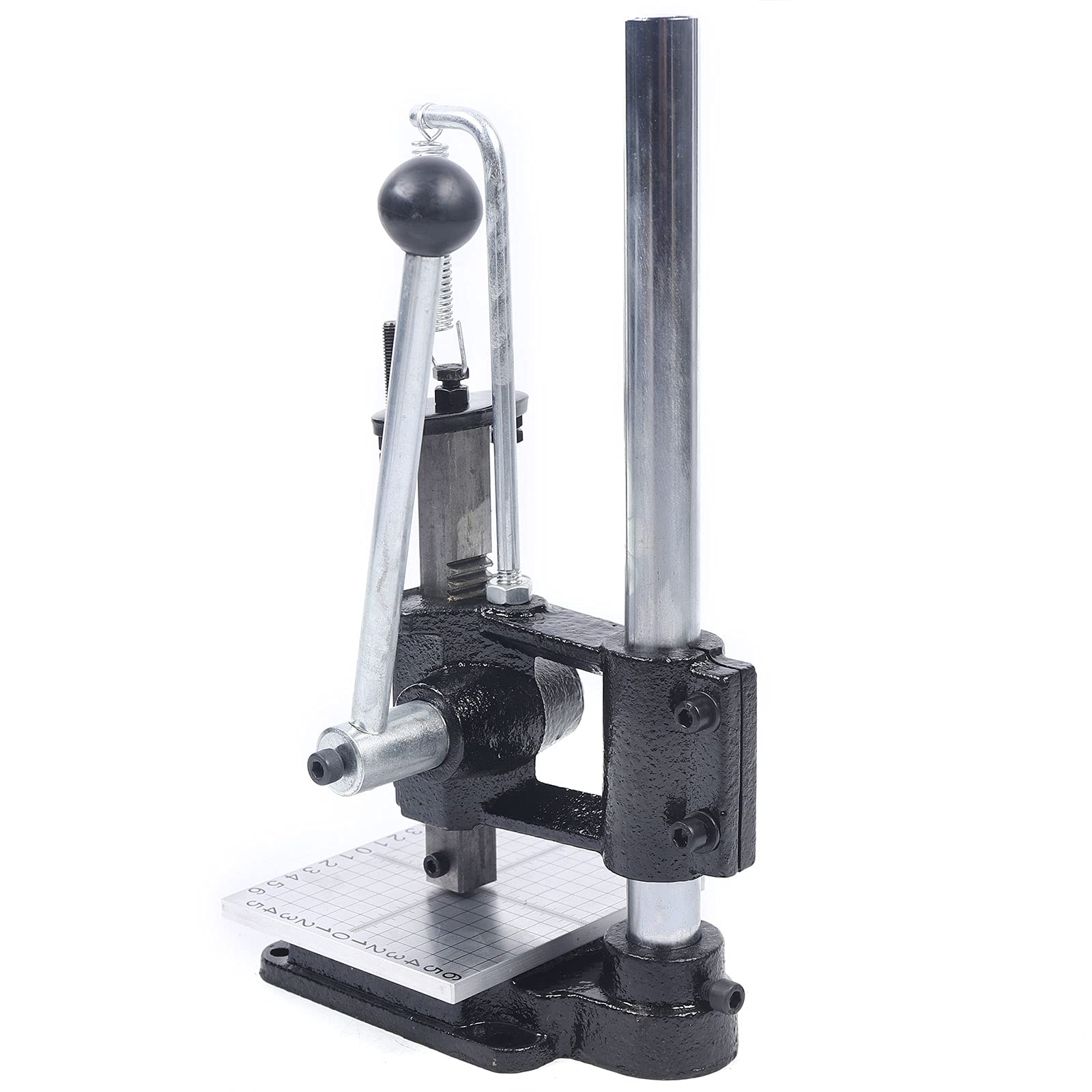 Professional Leather Imprinting Machine - Manual Hole Punch Press, DIY Leather Craft Tool for Cutting, Embossing & Stitching (Includes PP Plate + Aluminum Plate with Scale) - Perfect for Leatherworking, Bookbinding, DIY Crafts & Leather Repair Projects
