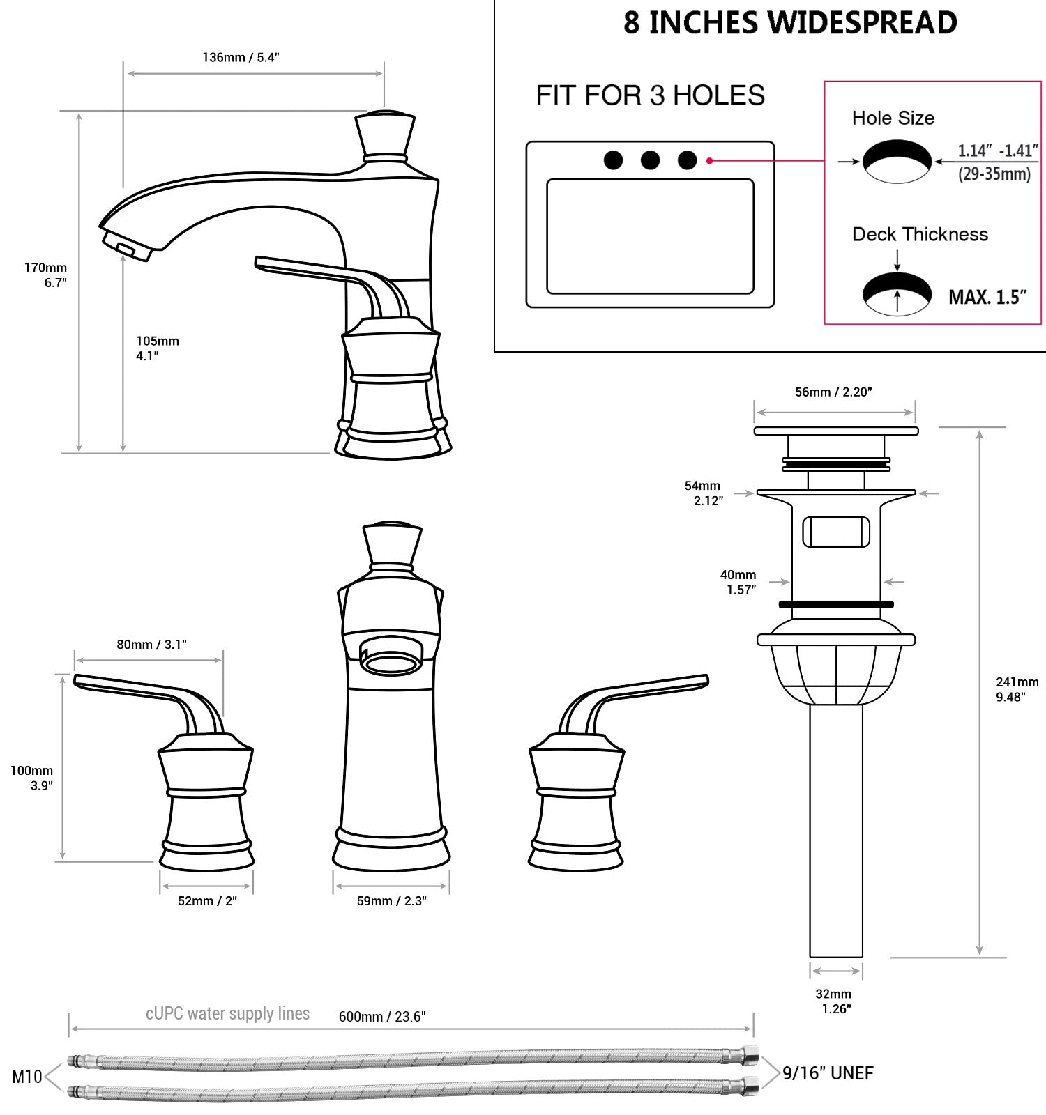 TRUSTMI 8 Inch Widespread Bathroom Sink Faucet - Brushed Brass Gold Finish, 2 Handle Traditional Vanity Basin Faucet for Bathroom Decor & Home Renovation