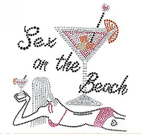 Sex on The Beach Rhinestone Iron-On Transfer - Sparkling DIY Decal for T-Shirts, Bags & Party Outfits