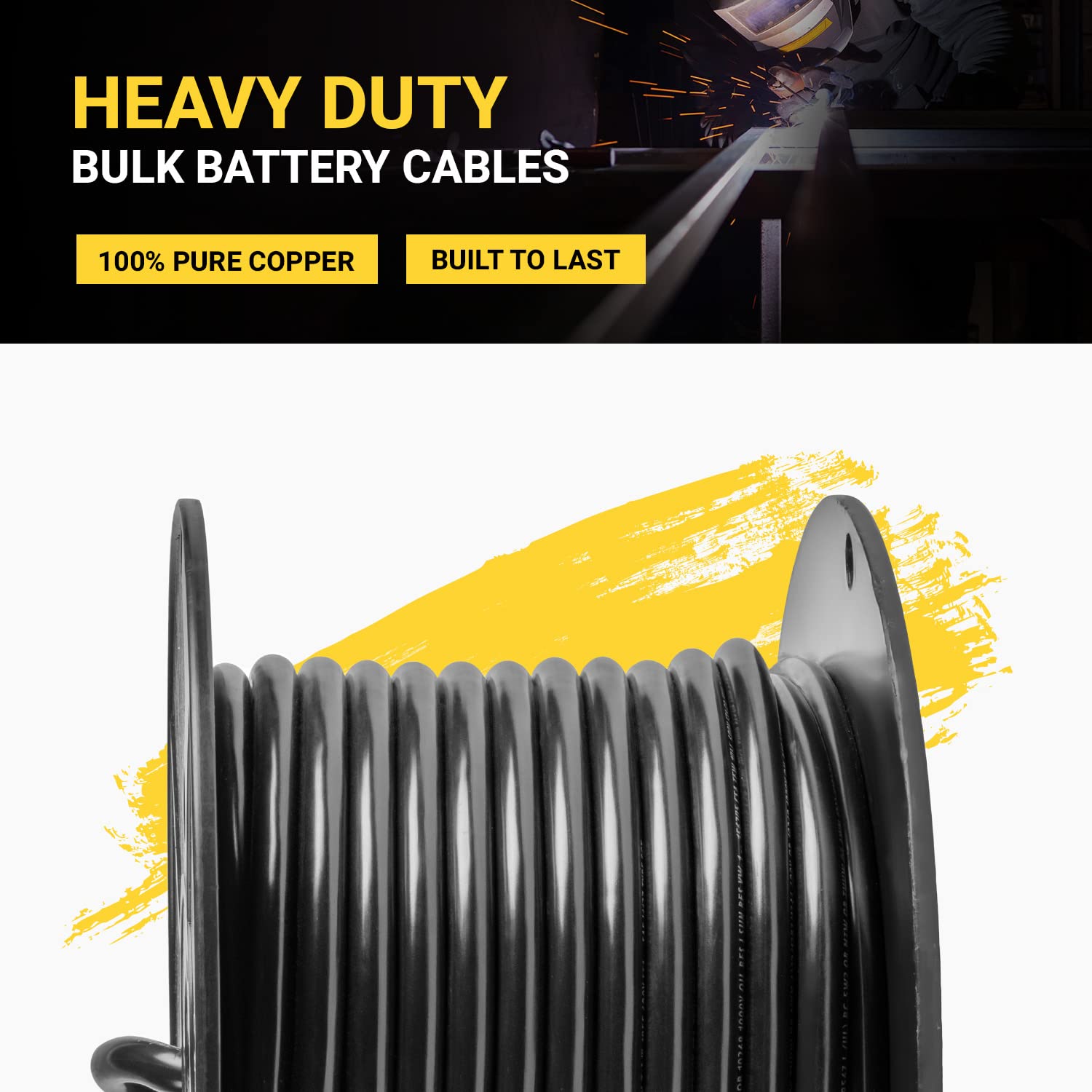 Premium Spartan Power Battery Cable - 100% Pure Copper Wire for Automotive, Inverter, MPPT, Car Audio & RV Applications - Durable USA-Made Power Solution for Enhanced Vehicle Performance & Reliable Energy Transfer