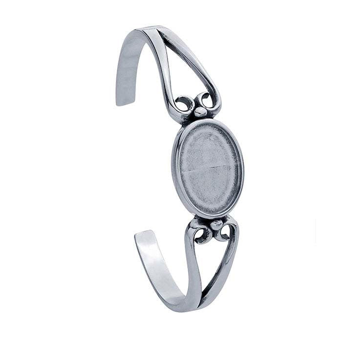 Sterling Silver 18x13mm Oval Cuff Bracelet Blank Mounting for DIY Jewelry Making - Cabochon Setting for Custom Handmade Bracelets, Rings & Pendants - Perfect for Gemstone Jewelry Crafting and Gift Making