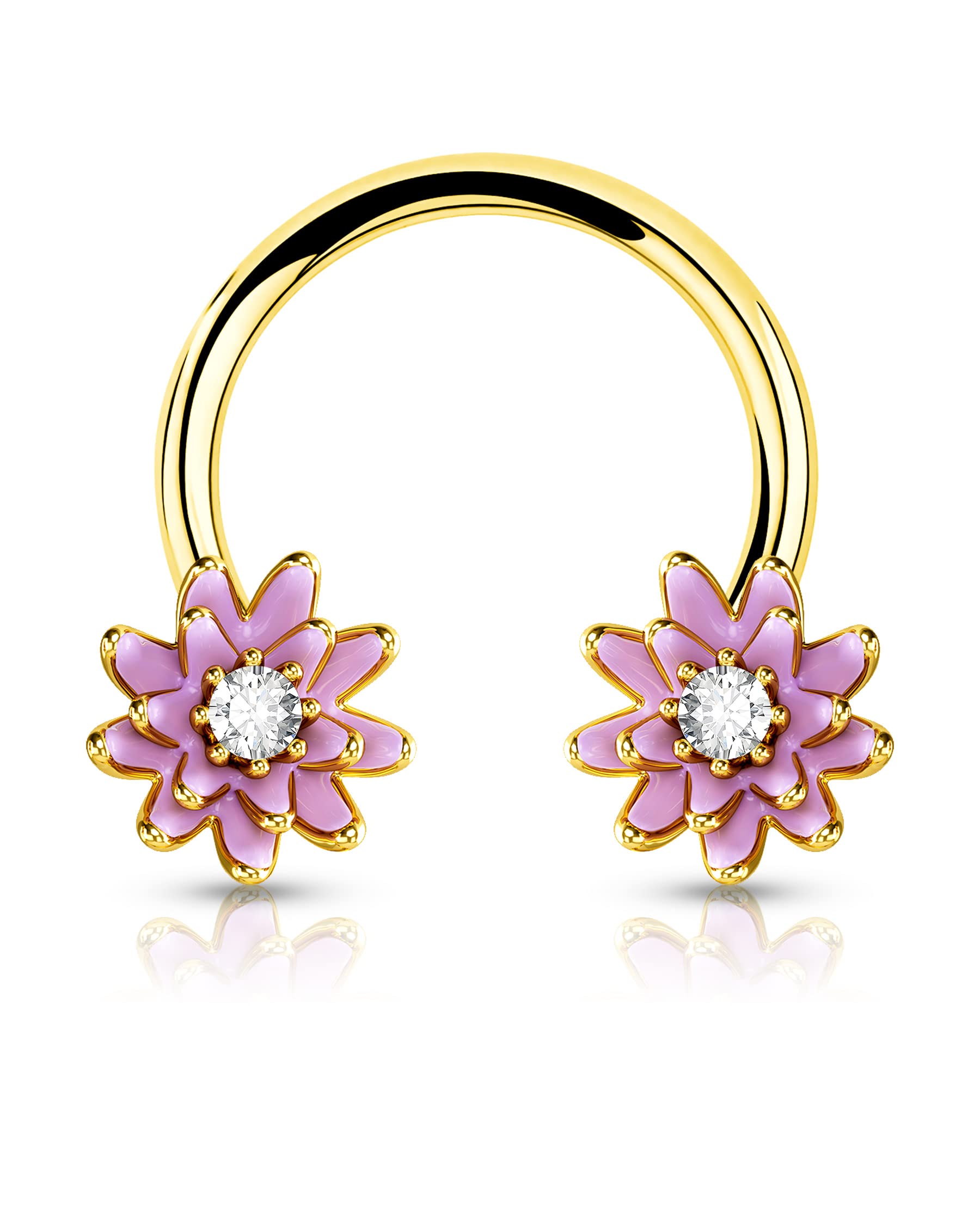 Jewseen 16G Septum Rings - White Flower Nose Hoop, Daith & Helix Earrings for Cartilage Piercing | Trendy Body Jewelry for Women & Men | Perfect for Parties, Festivals & Everyday Wear